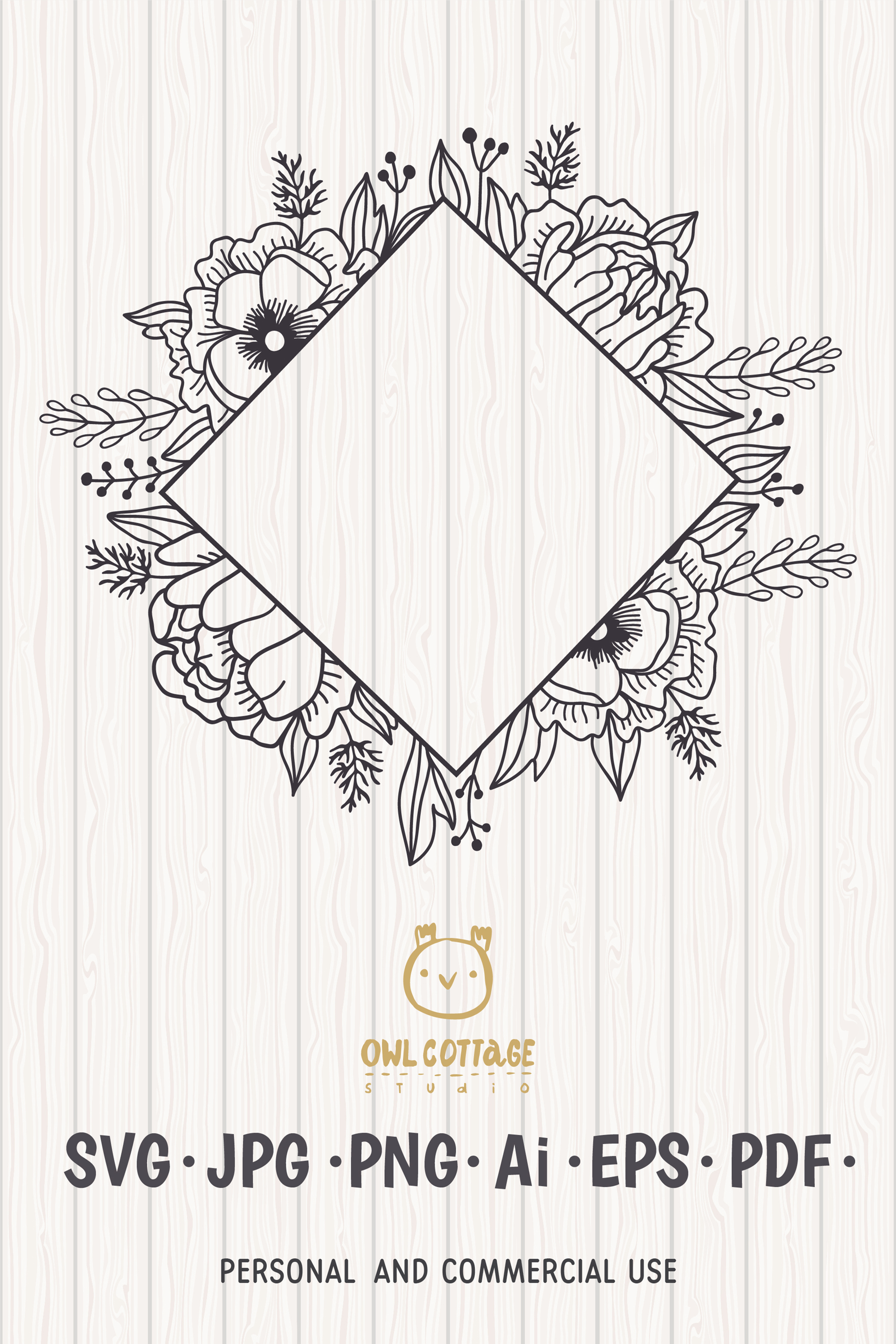 Download Square Flower Wreath SVG, Flower monogram cut file, Wedding