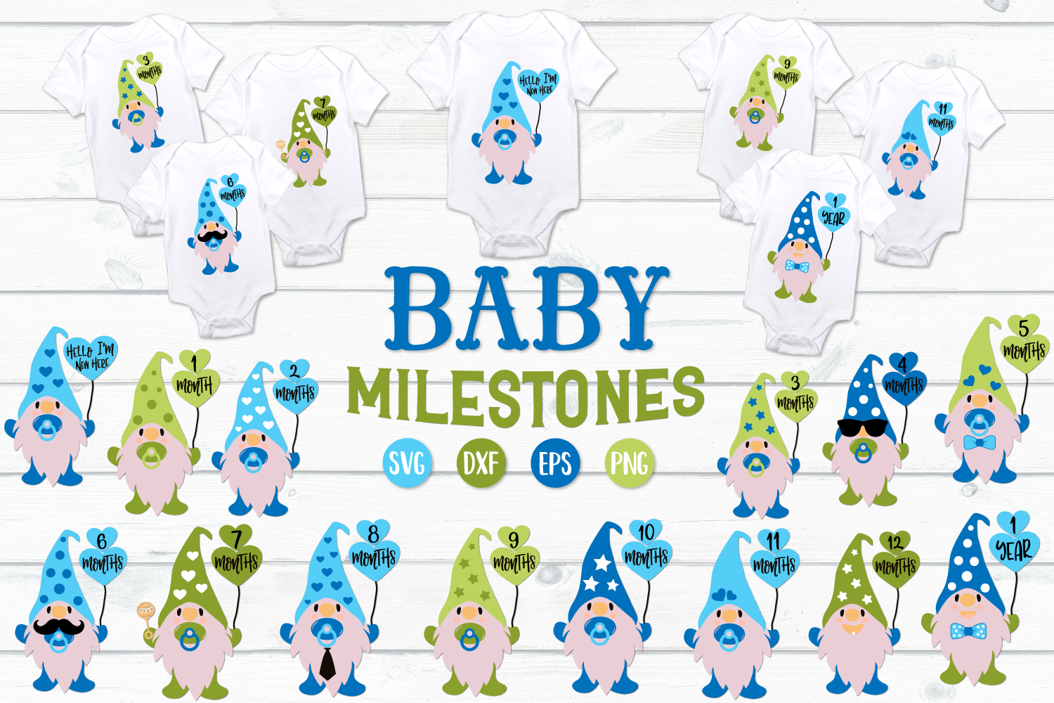 Download Baby Milestones Bundle, Monthly Milestones Svg, Gnomes Svg