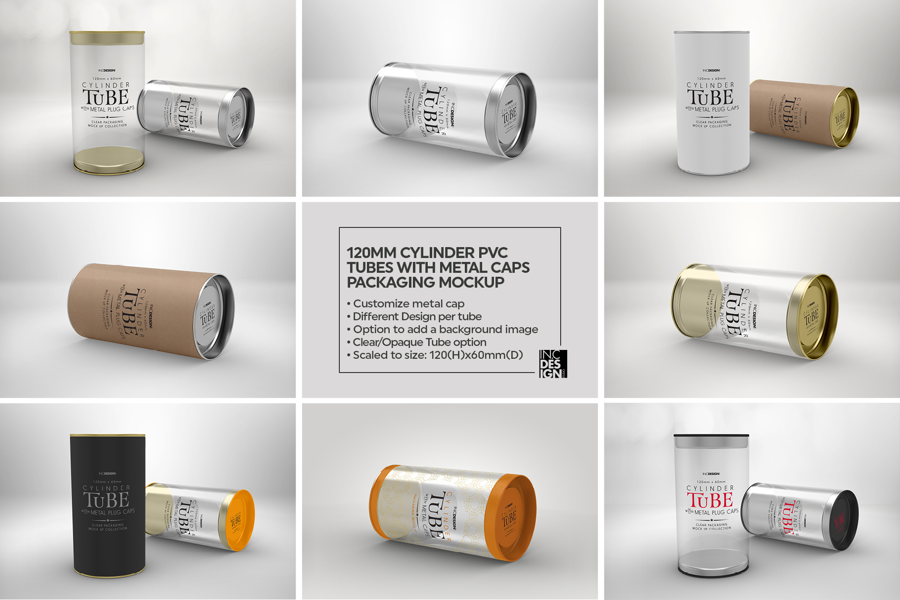 Download 120mm Cylinder Tube Packaging Mockup (104824) | Branding | Design Bundles