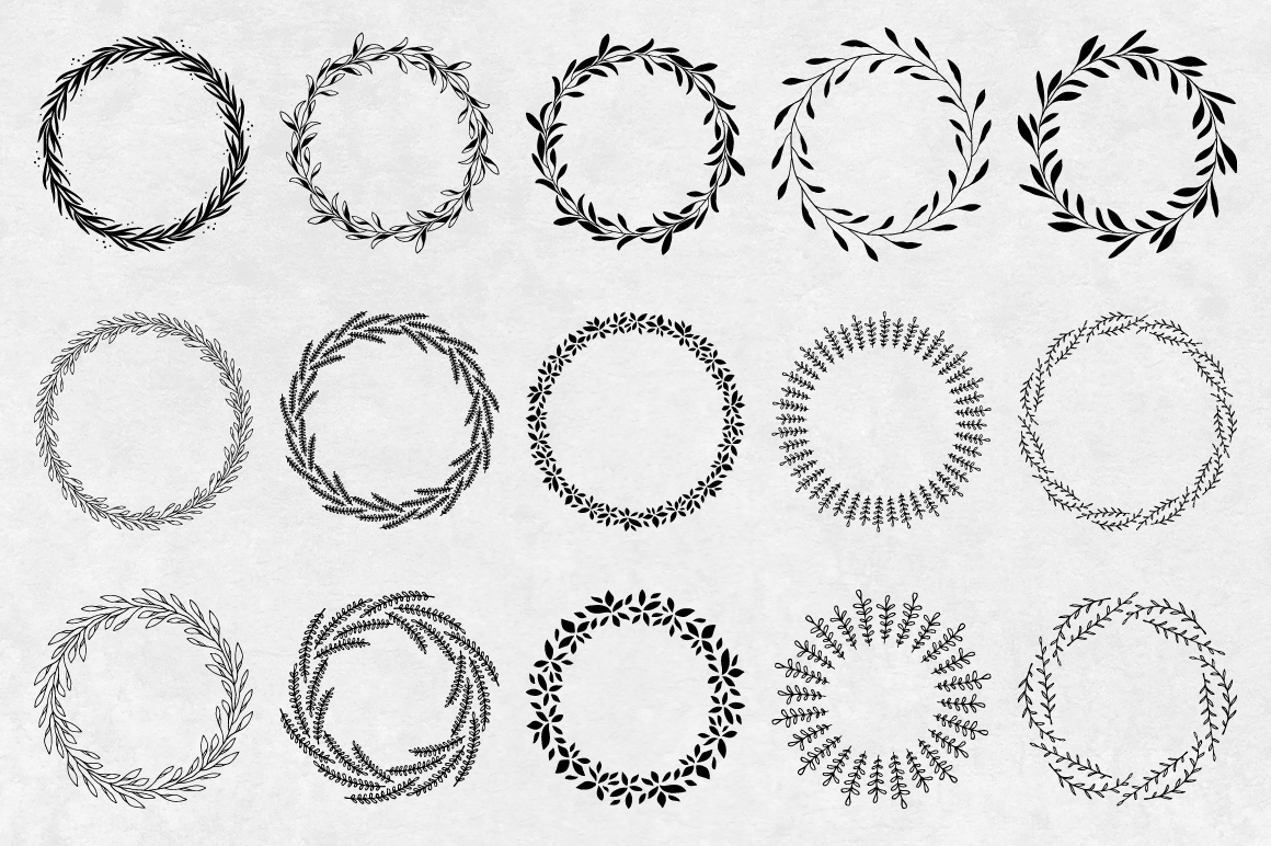 Hand Drawn Wreaths, Borders and Pattern Brushes