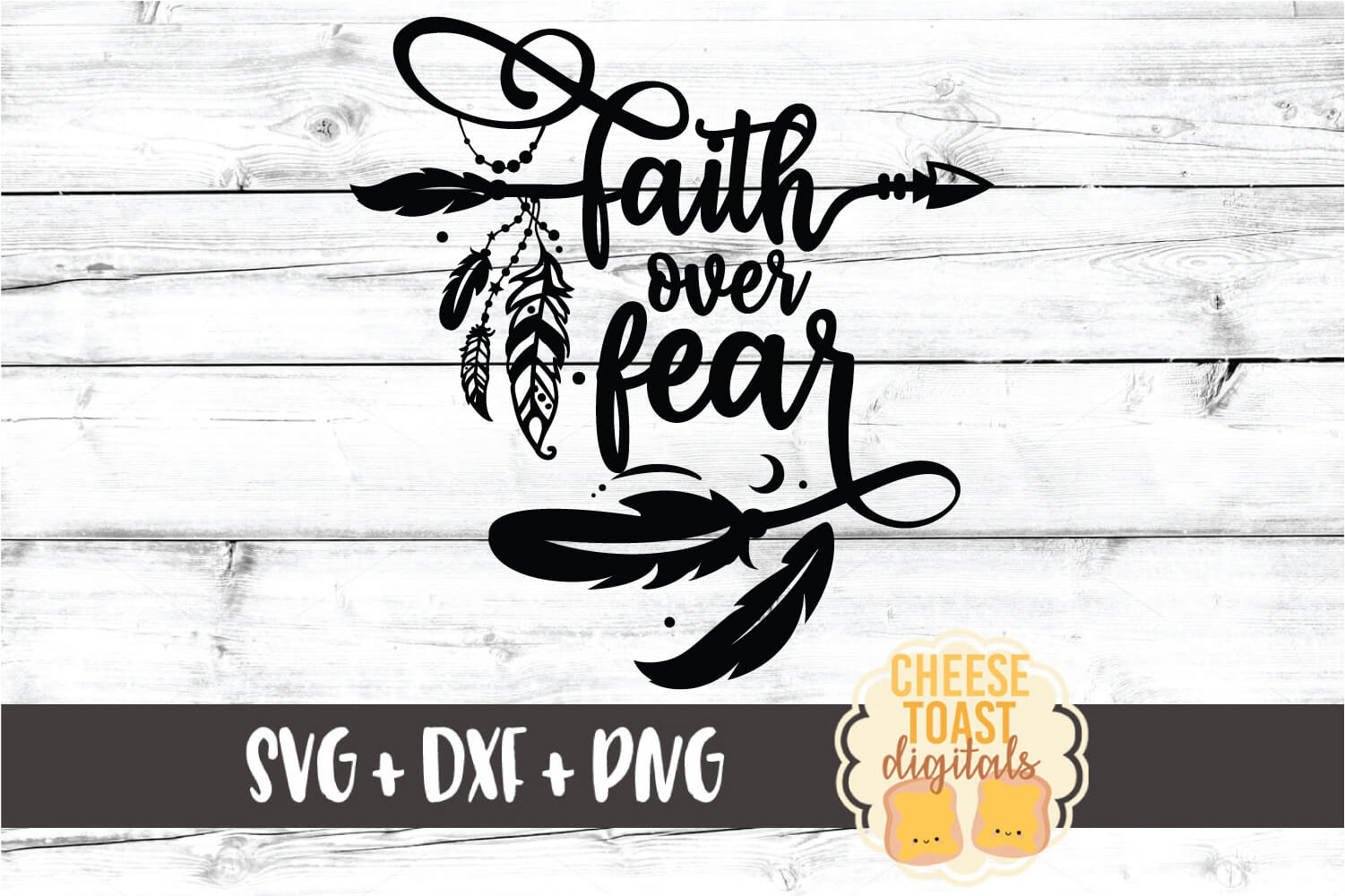 Download Faith Over Fear - Boho Arrow Feathers SVG PNG DXF Cut Files