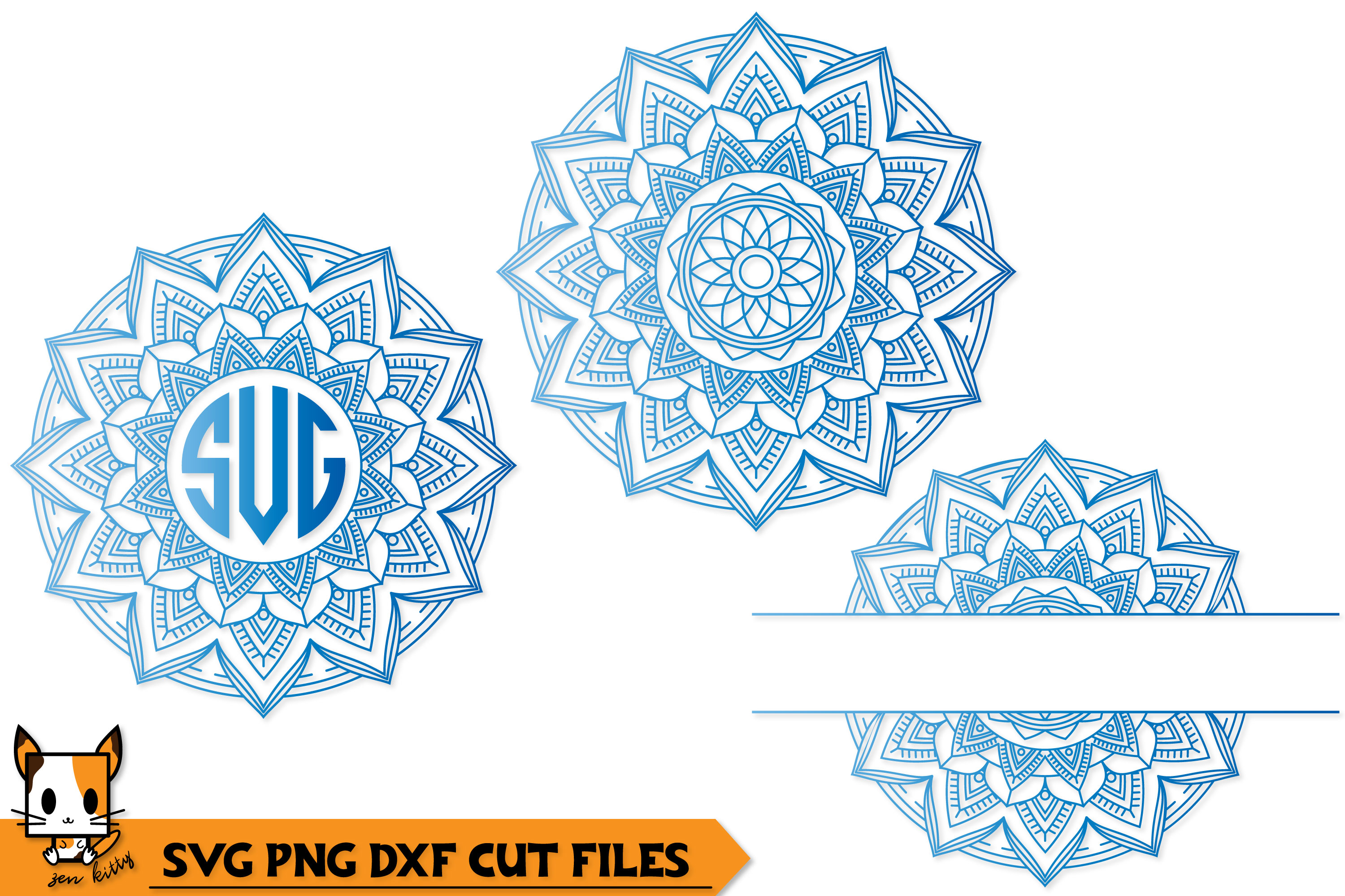 Download Mandala Monogram Set of 3 - SVG PNG DXF Cut Files (362123) | Cut Files | Design Bundles