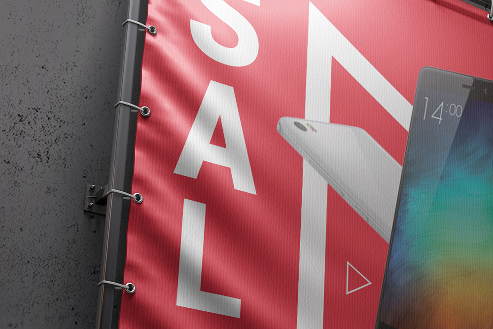 Download Square Outdoor Advertising Banner Mockup
