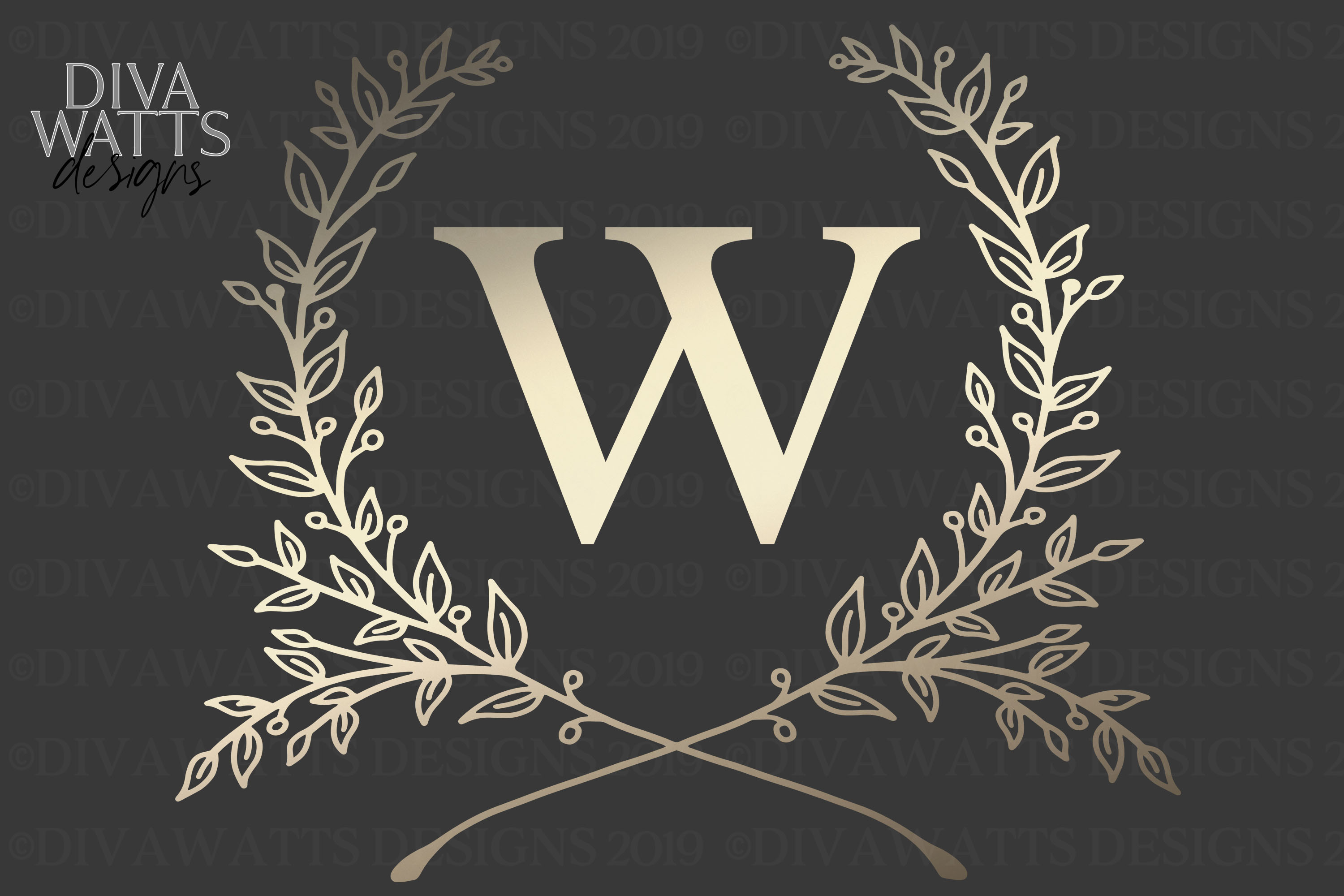 Download Monogram Farmhouse Wreath - SVG - Hand Drawn Cutting File