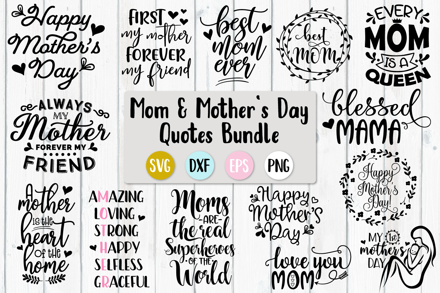 Mother's Day Bundle - SVG, PNG, DXF, EPS (176207) | SVGs | Design Bundles