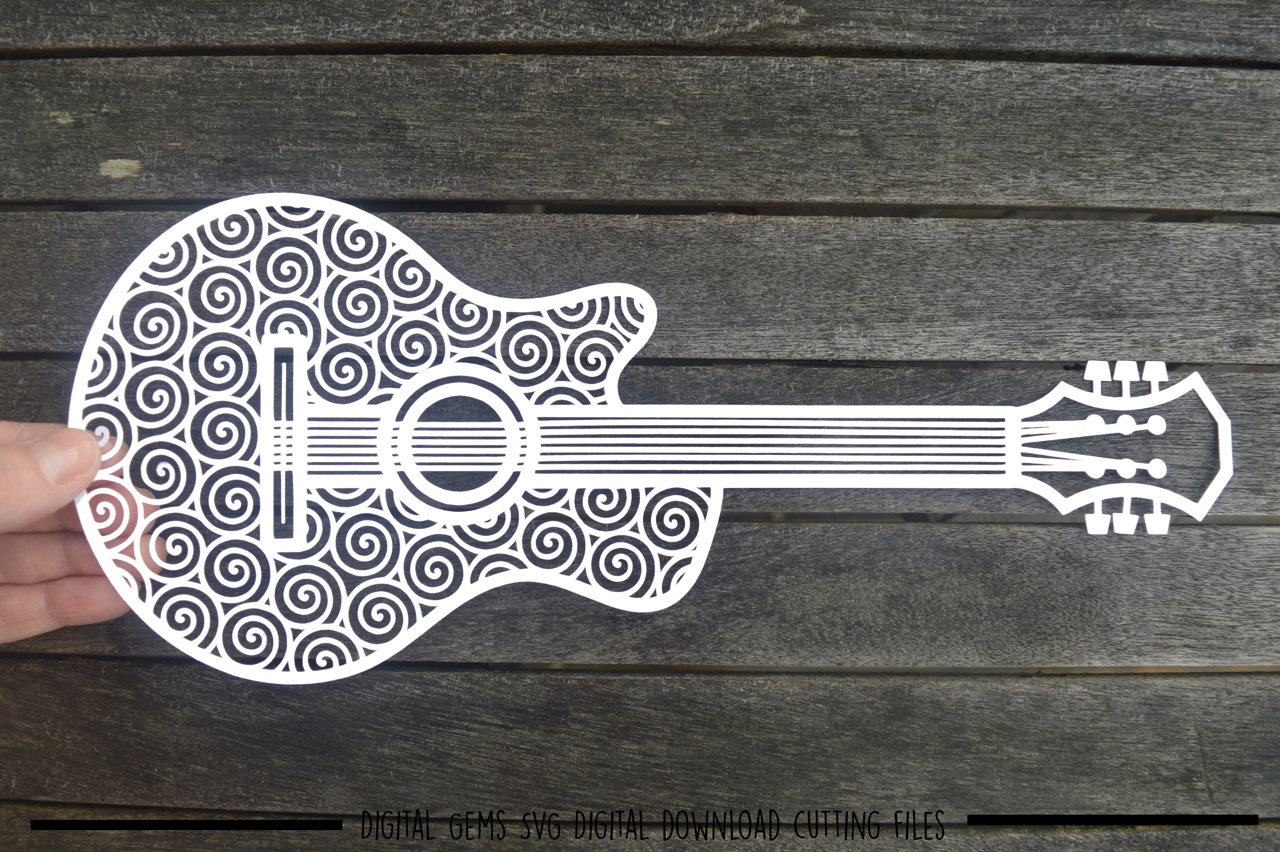 Guitar paper cut SVG / DXF / EPS files example image 4.