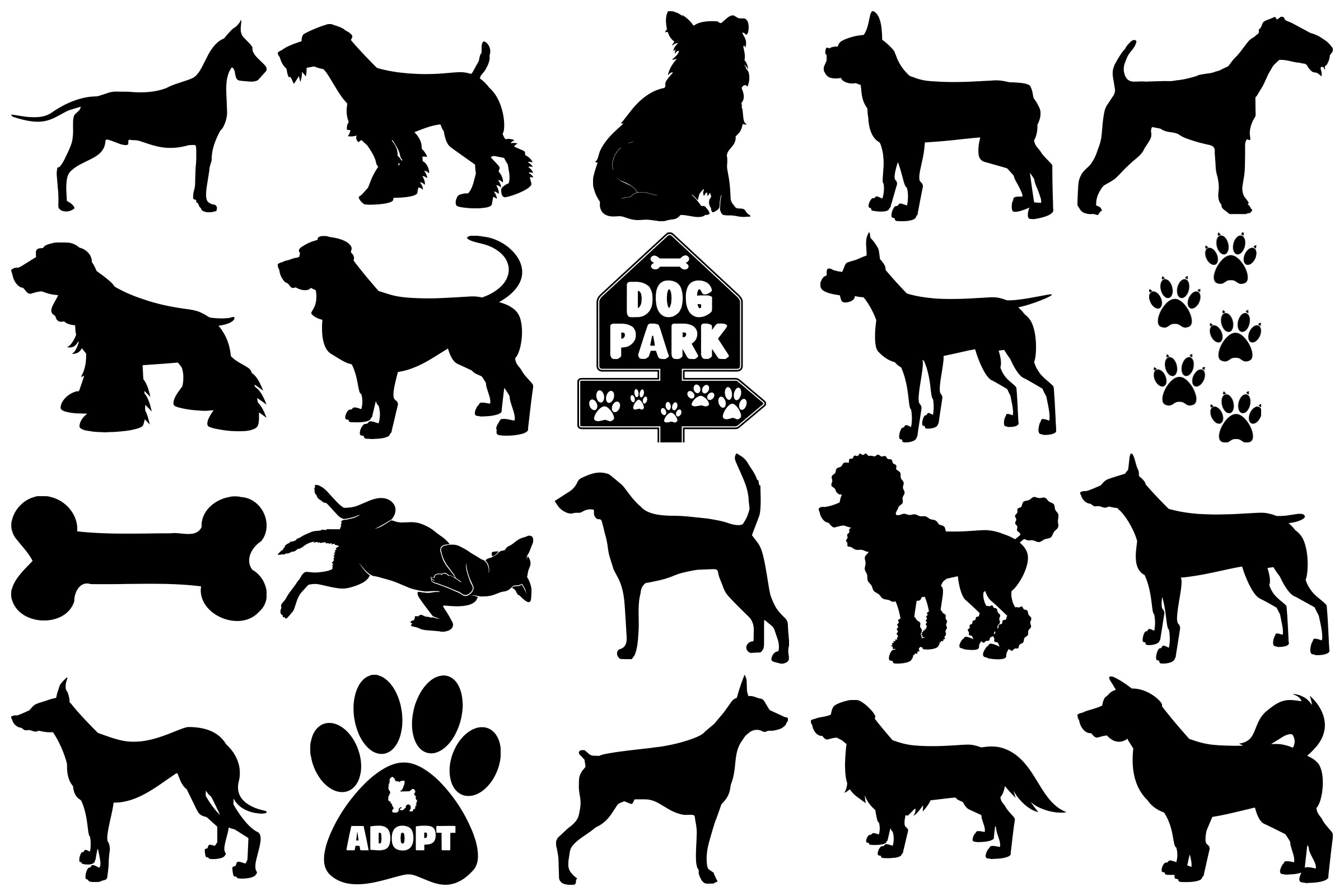 Dog Silhouettes Bundle AI EPS PNG, 101 files each (291525