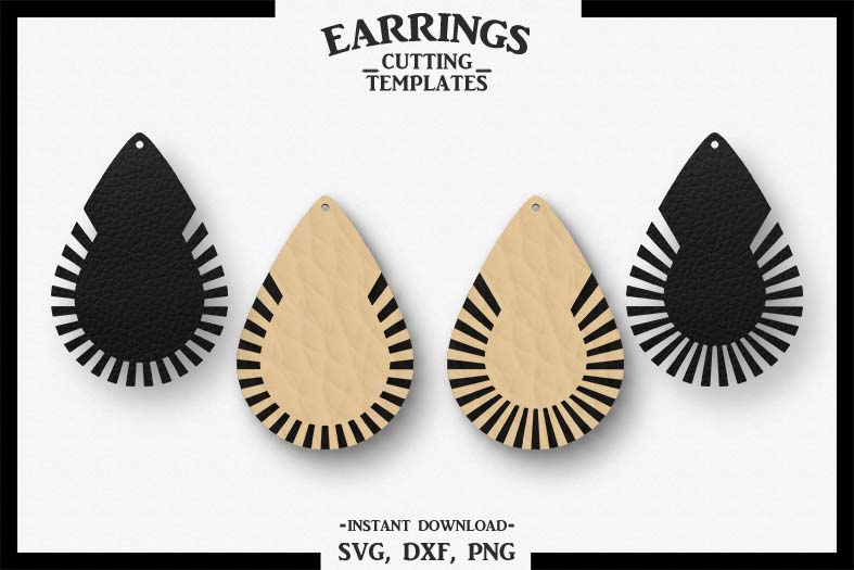 Download Teardrop Fringe Earring, Stacked, Cut File, SVG DXF PNG