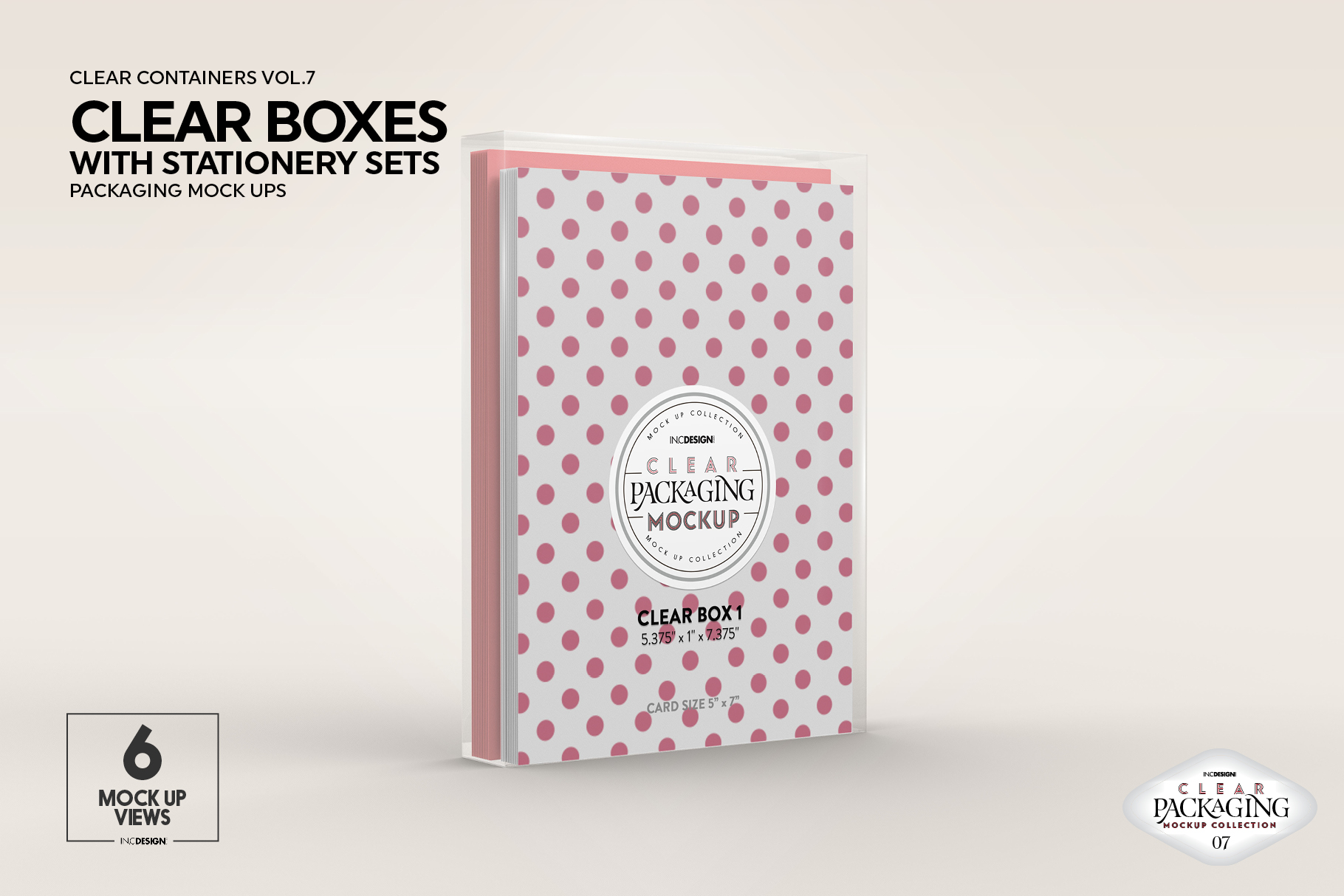 Download Clear Vertical Boxes with Stationery Set Packaging Mockup