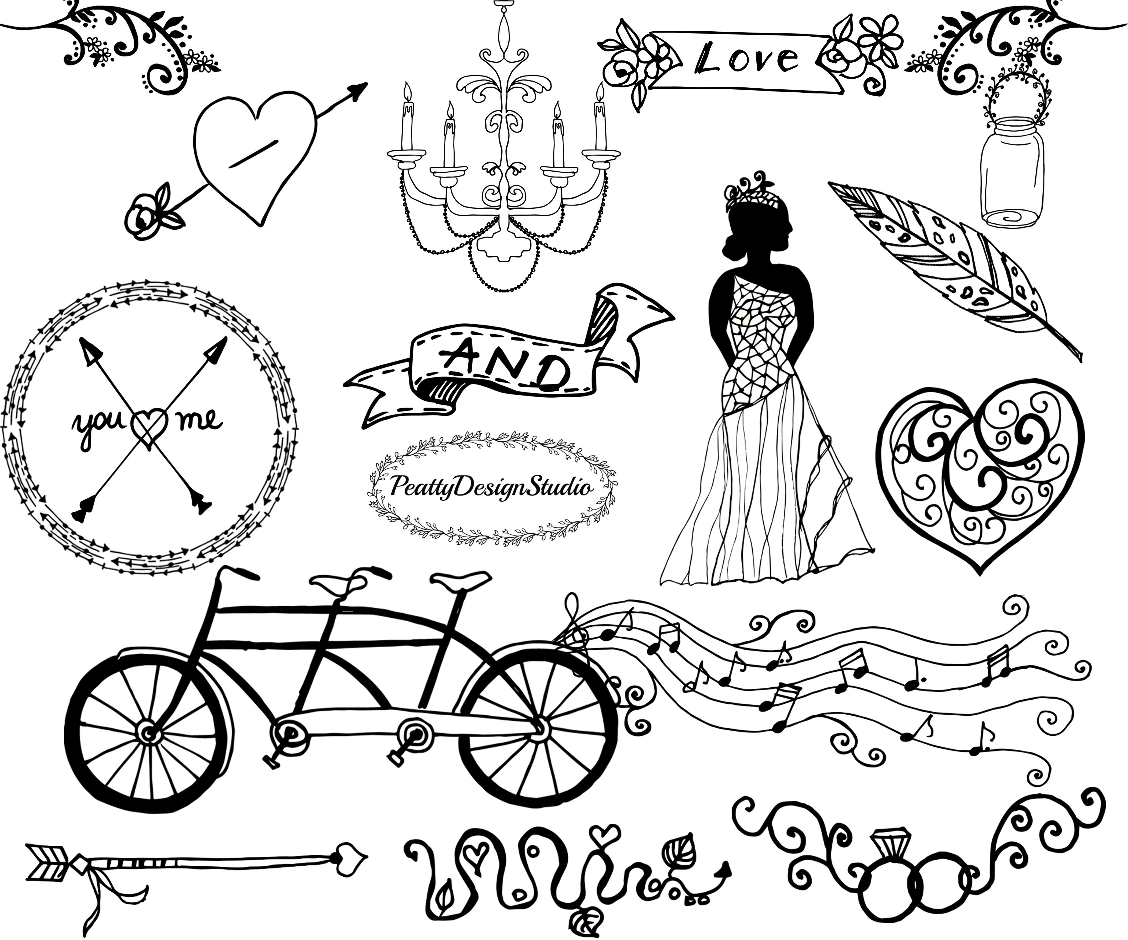 Wedding doodle clipart