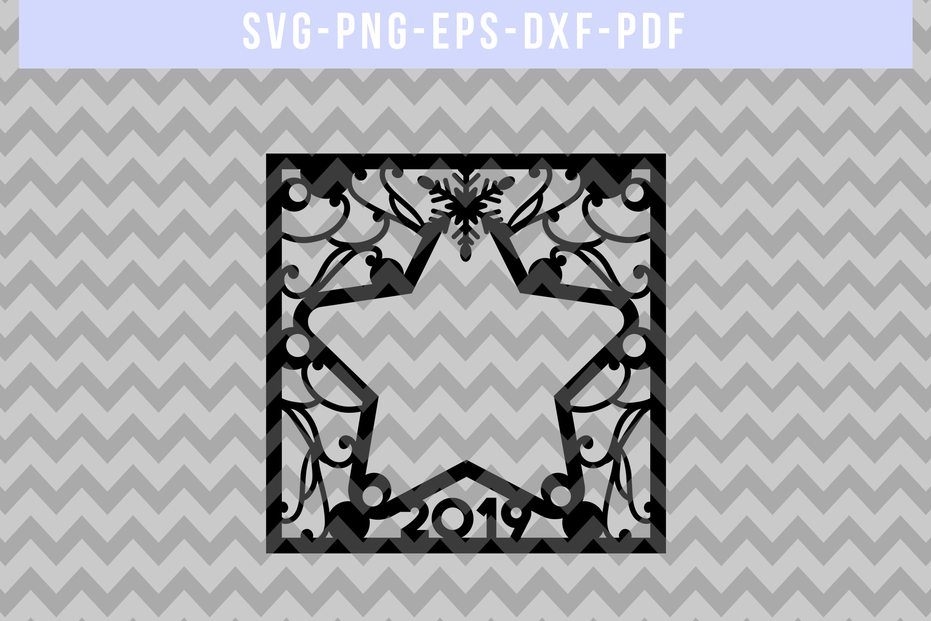 Photo Frame Winter 2019 Paper Cut Template, Christmas SVG