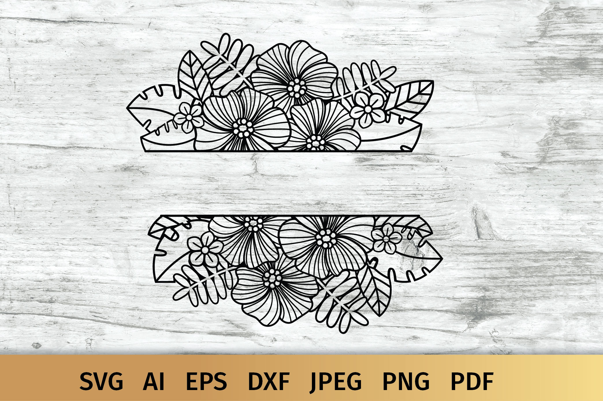 Download Split Floral Border SVG