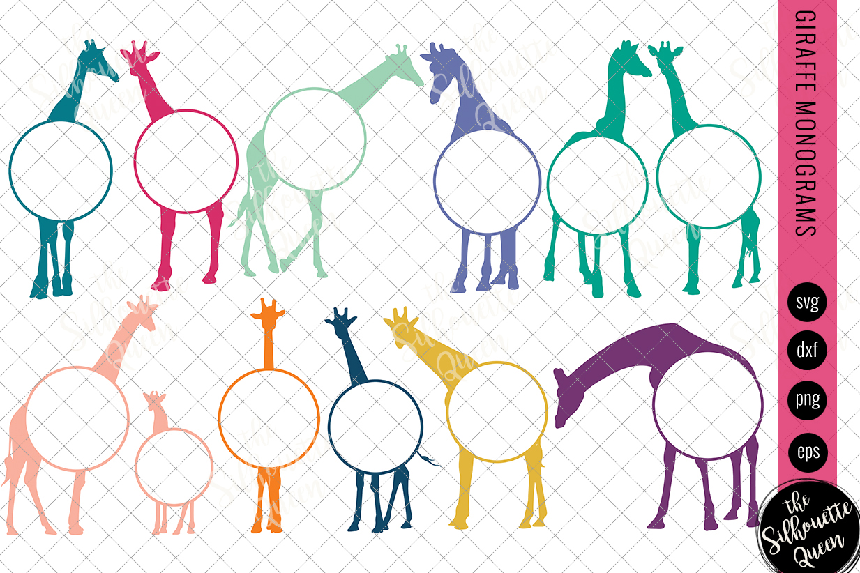 Download Giraffe Svg, Monogram Svg, Circle Frames, Cuttable Design