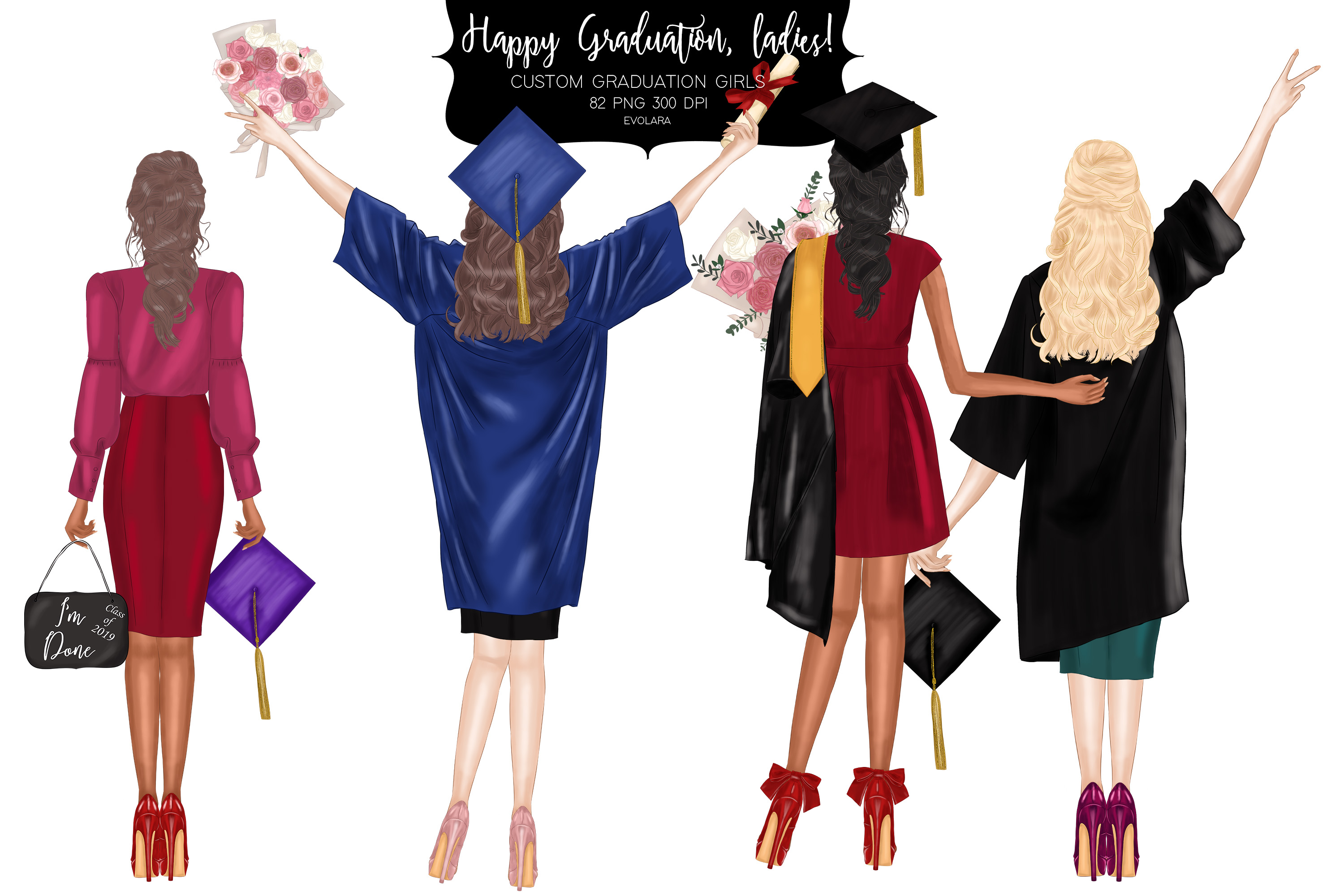 Graduation Clipart Graduating Girls Clipart Diploma Clipart 321181 Illustrations Design