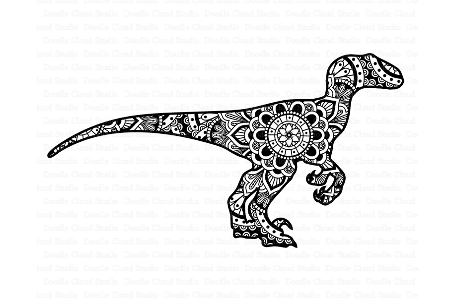 Mandala Dinosaur SVG, Raptor Mandala SVG Files,