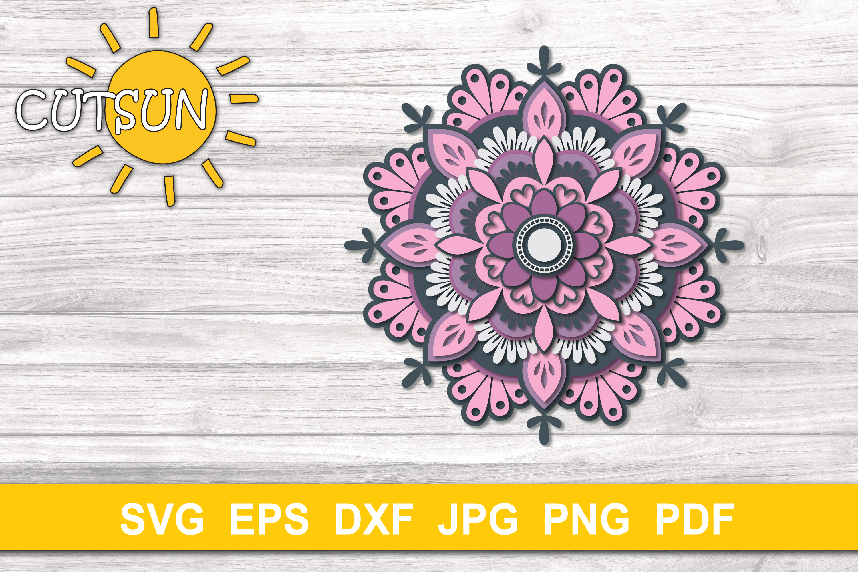 Download Mandala SVG | Layered Mandala with hearts cut file 15 layers