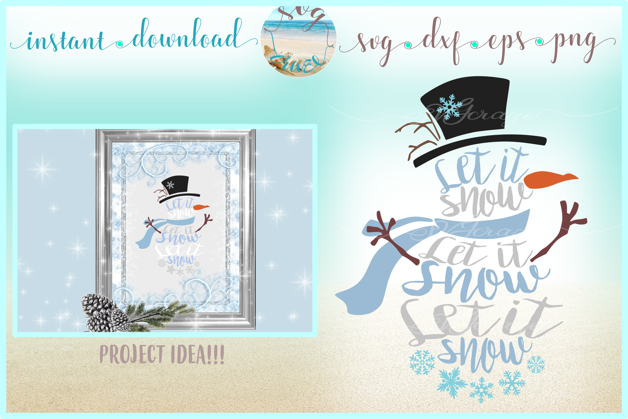 Download Let It Snow Snowman Svg Dxf Eps and Png Files for Cricut