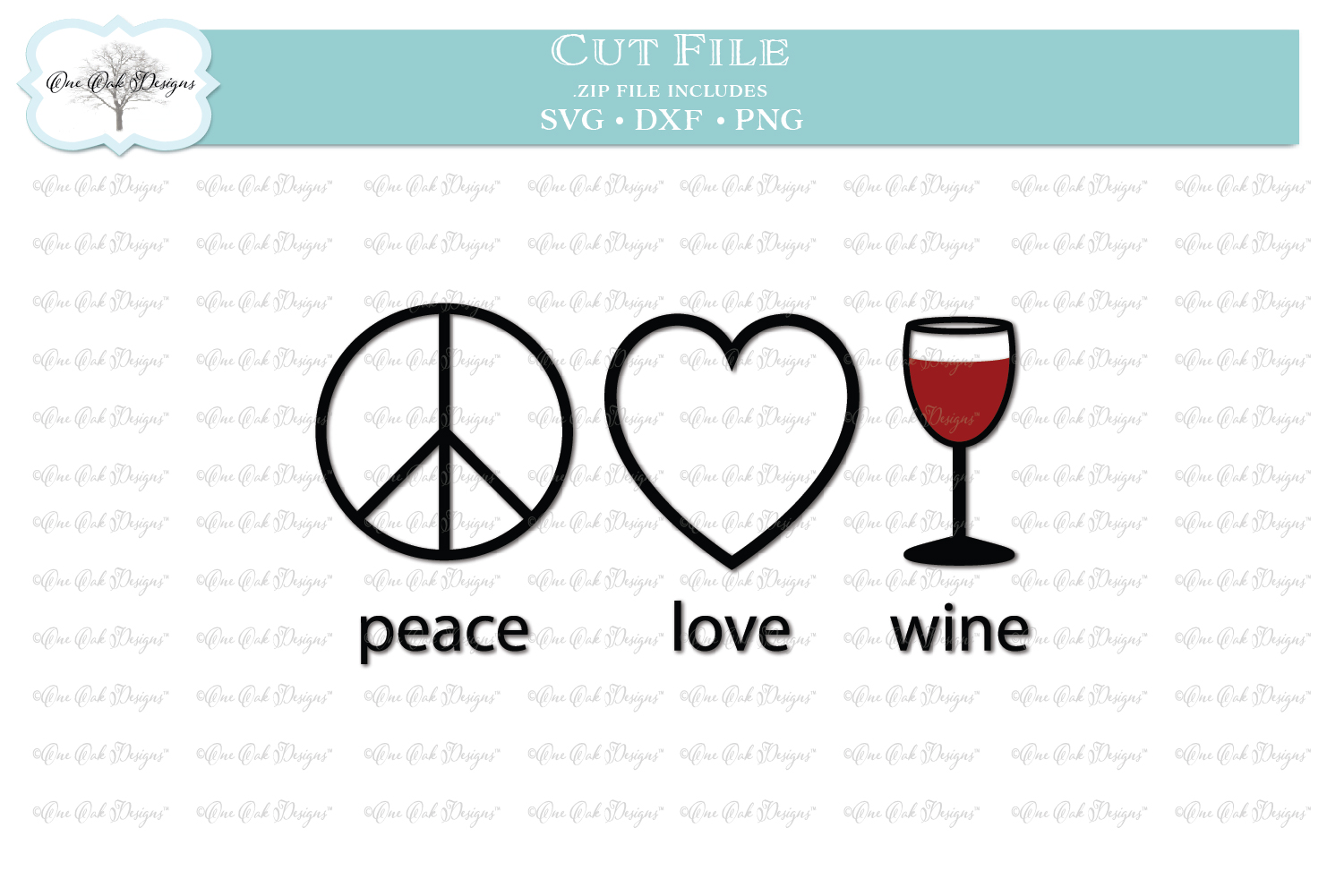 Download Peace Love Wine SVG DXF PNG