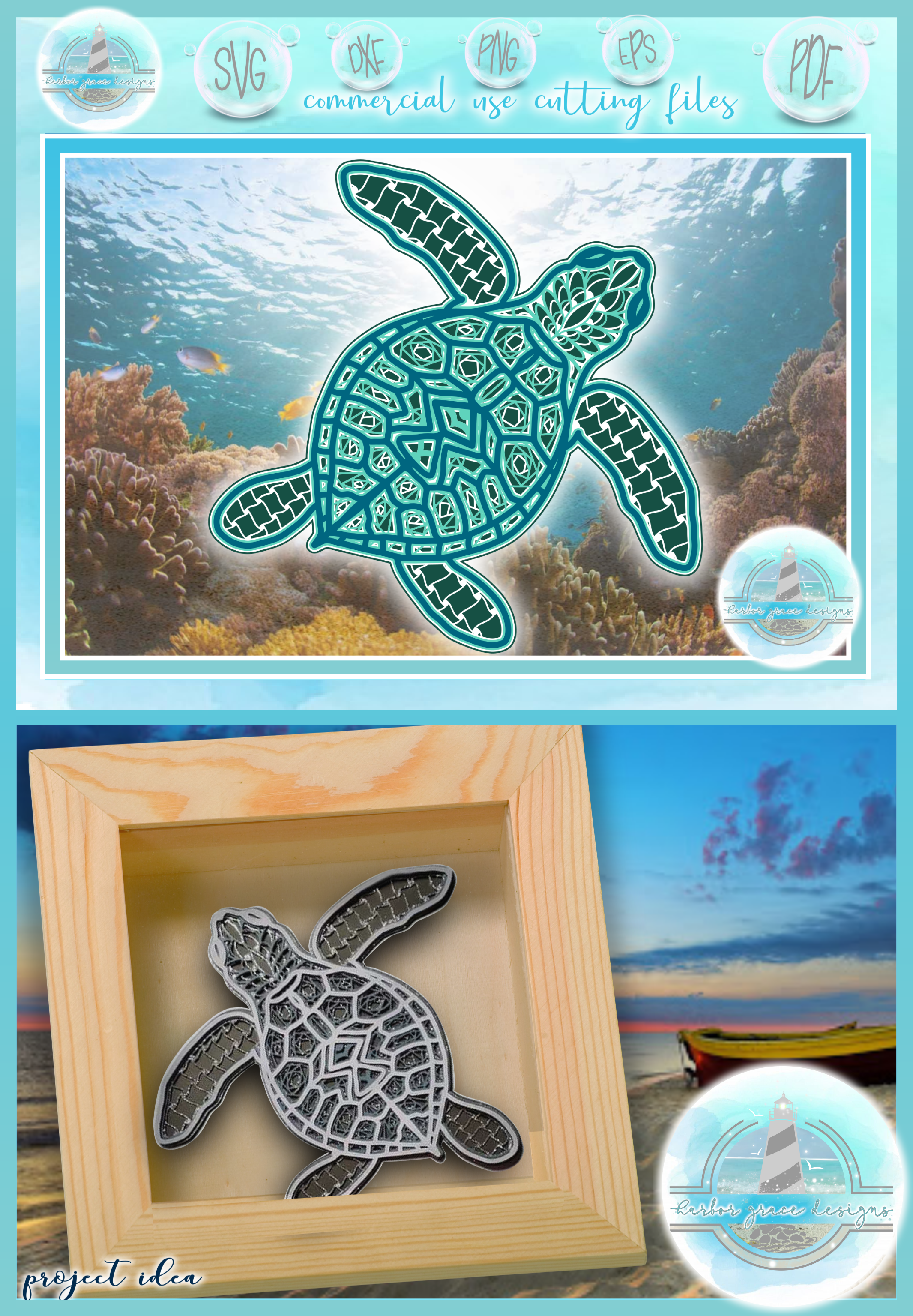 Download 3D Mandala Layered Design | Sea Turtle Mandala SVG file ...