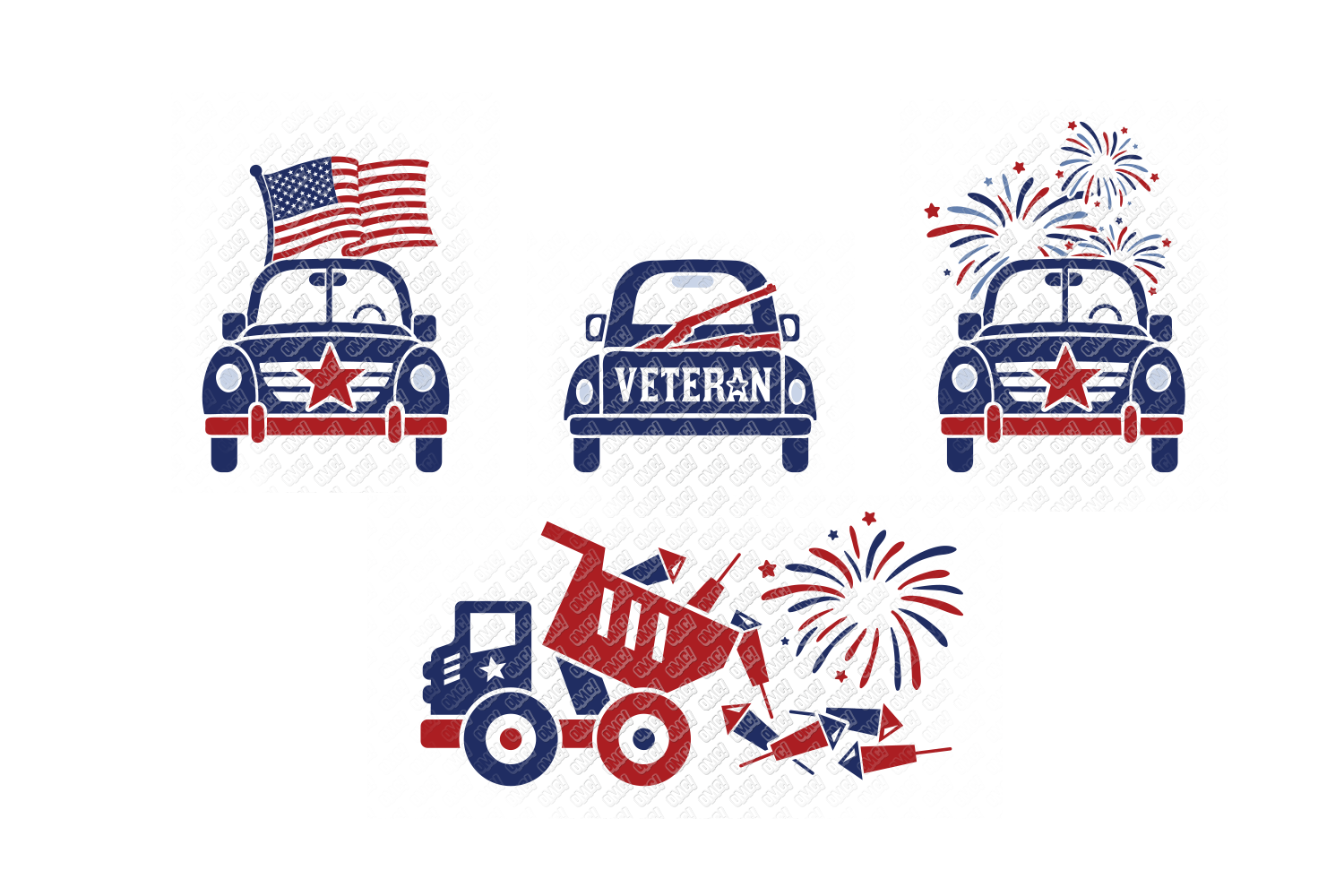 4th of July Truck SVG Bundle in SVG, DXF, PNG, EPS, JPEG (261598) | Cut
