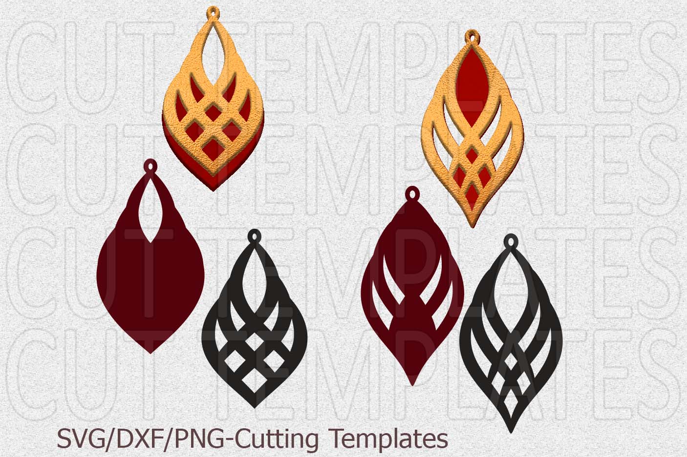 Download leather earring template svg, oriental jewelry svg laser cut