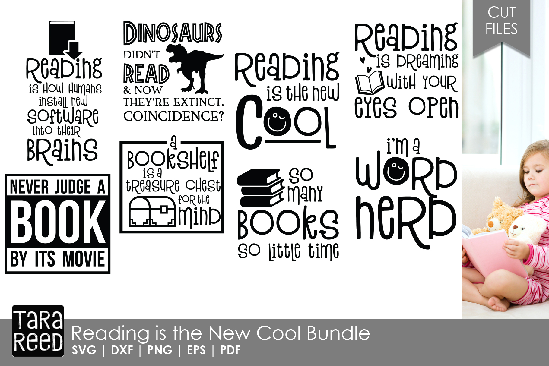 Download Reading is the New Cool - Reading SVG Files for Crafters (124647) | Cut Files | Design Bundles