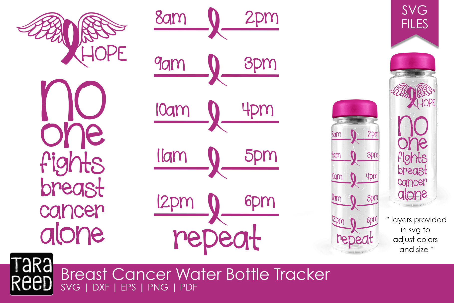 Breast Cancer Water Bottle Tracker (110645) Cut Files Design Bundles