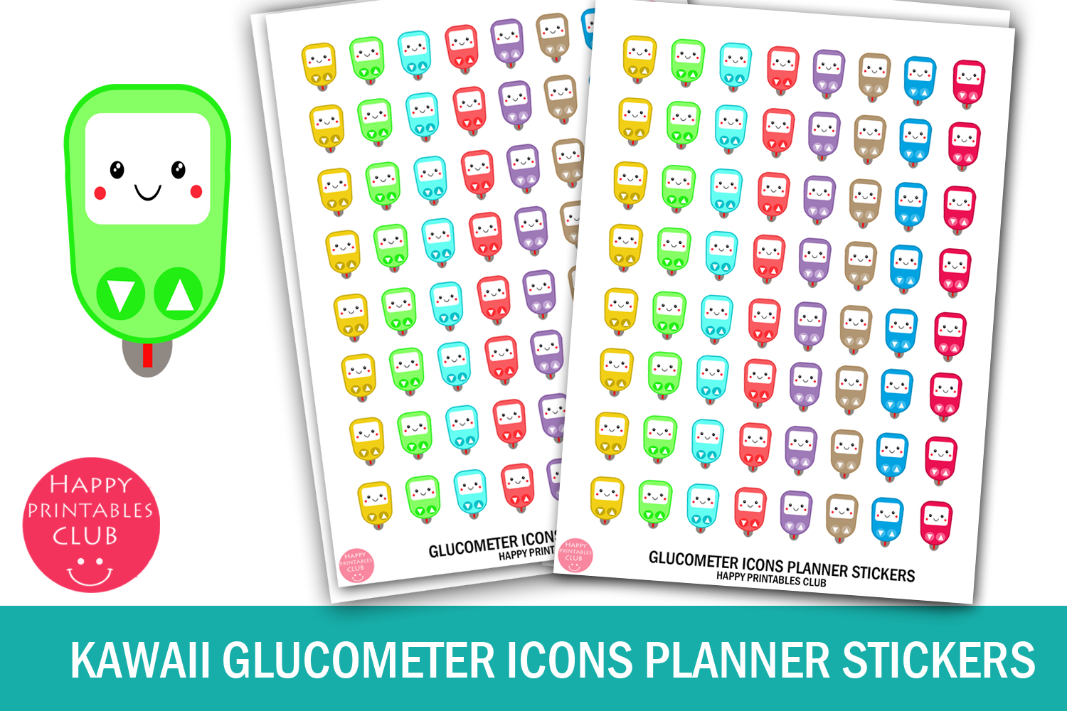 Kawaii Glucometer Icons Planner Stickers Planner Icons Cute