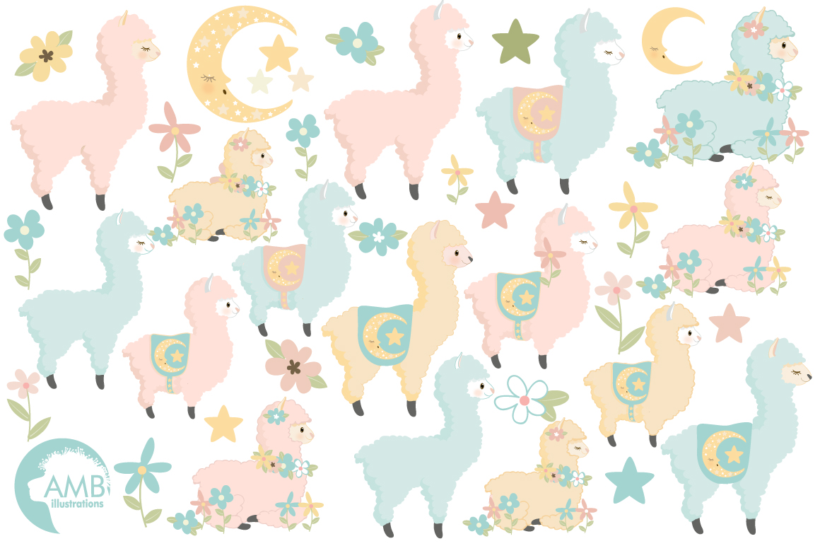 Baby Llama Nursery clipart, graphics, illustrations AMB-2266