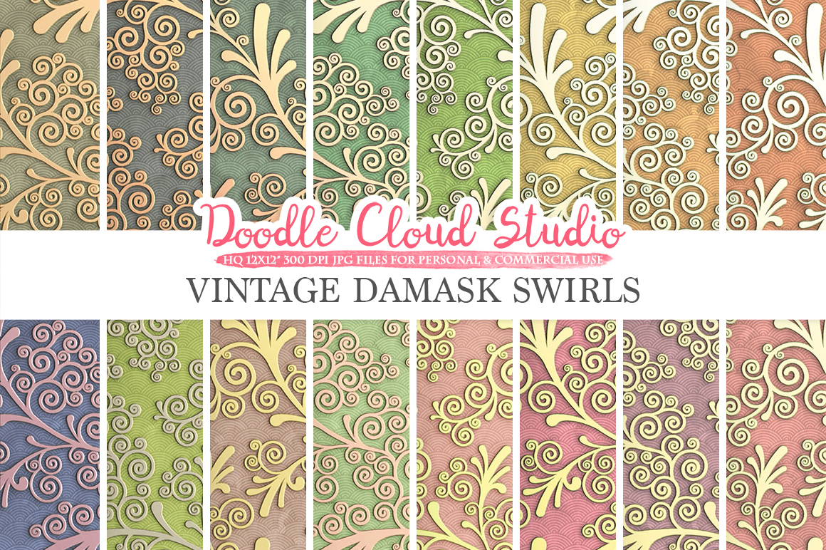 Vintage Damask Swirls digital paper, Swirls pattern ...
Vintage Swirl Patterns