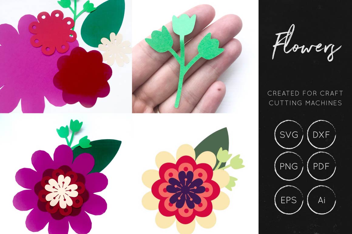 Download Vector Flower Collection - Layered Flowers SVG Cut Files