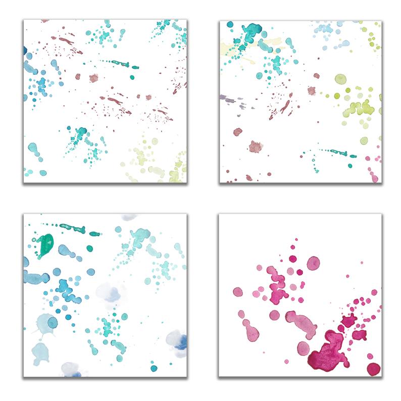 Watercolor Paper With Colorful Paint Splatters