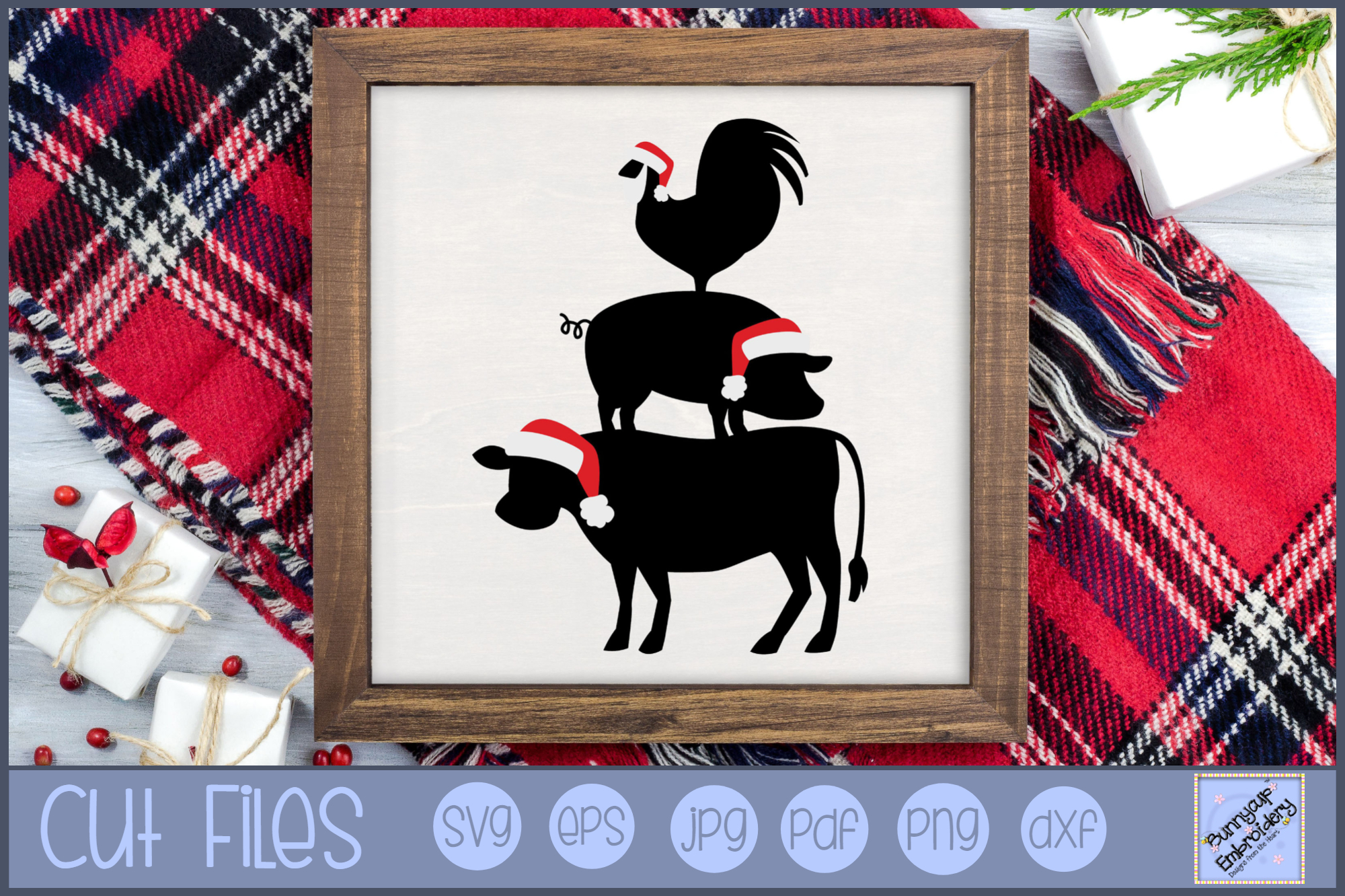 Christmas Farm Animals - SVG, Clipart, Printable (379010) | Cut Files