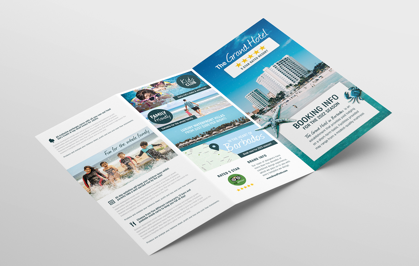 Travel Hotel Tri-Fold Brochure Template (356155) | Brochures | Design ...