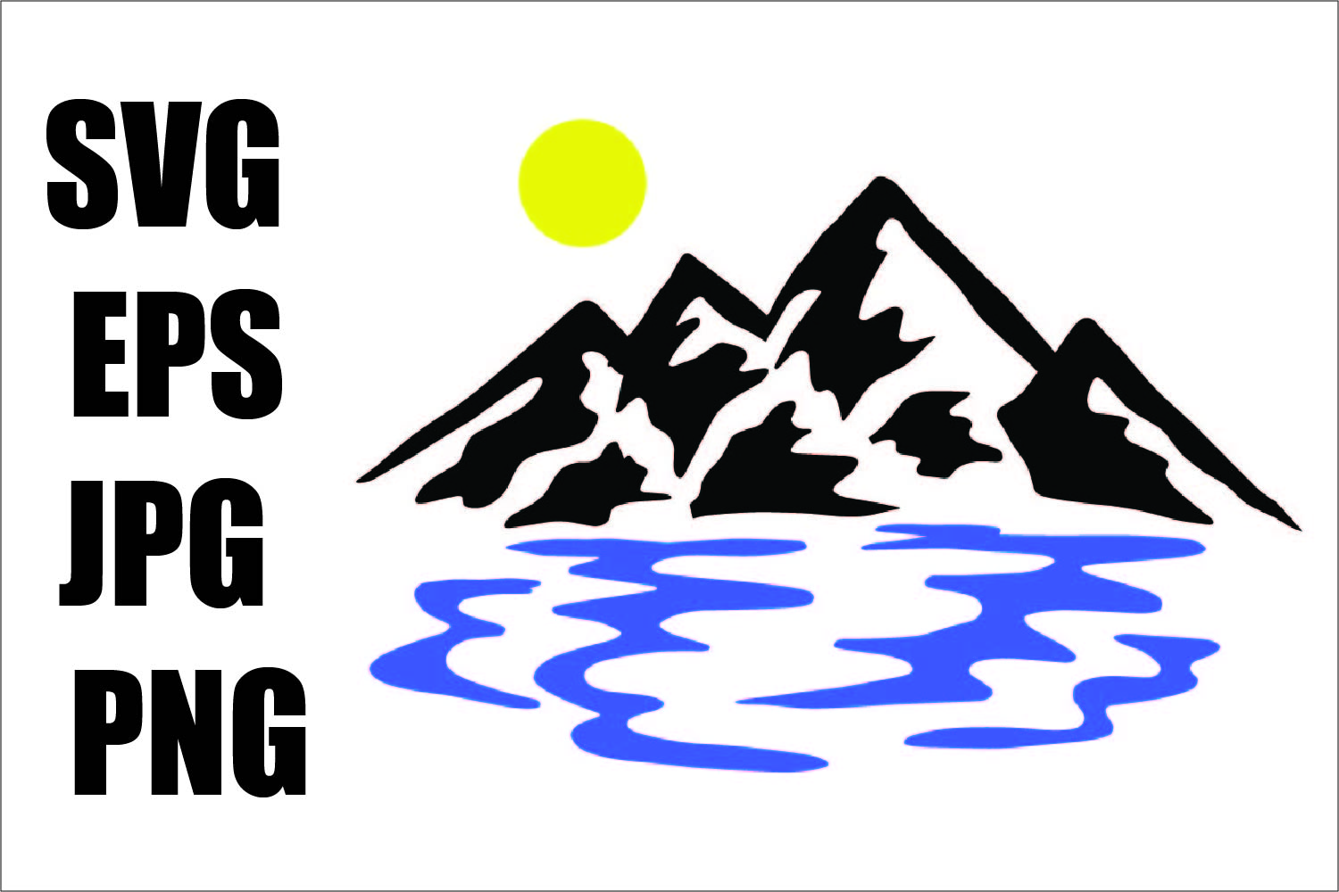 Mountains Lake - EPS / SVG / JPG / PNG - Hand Drawing