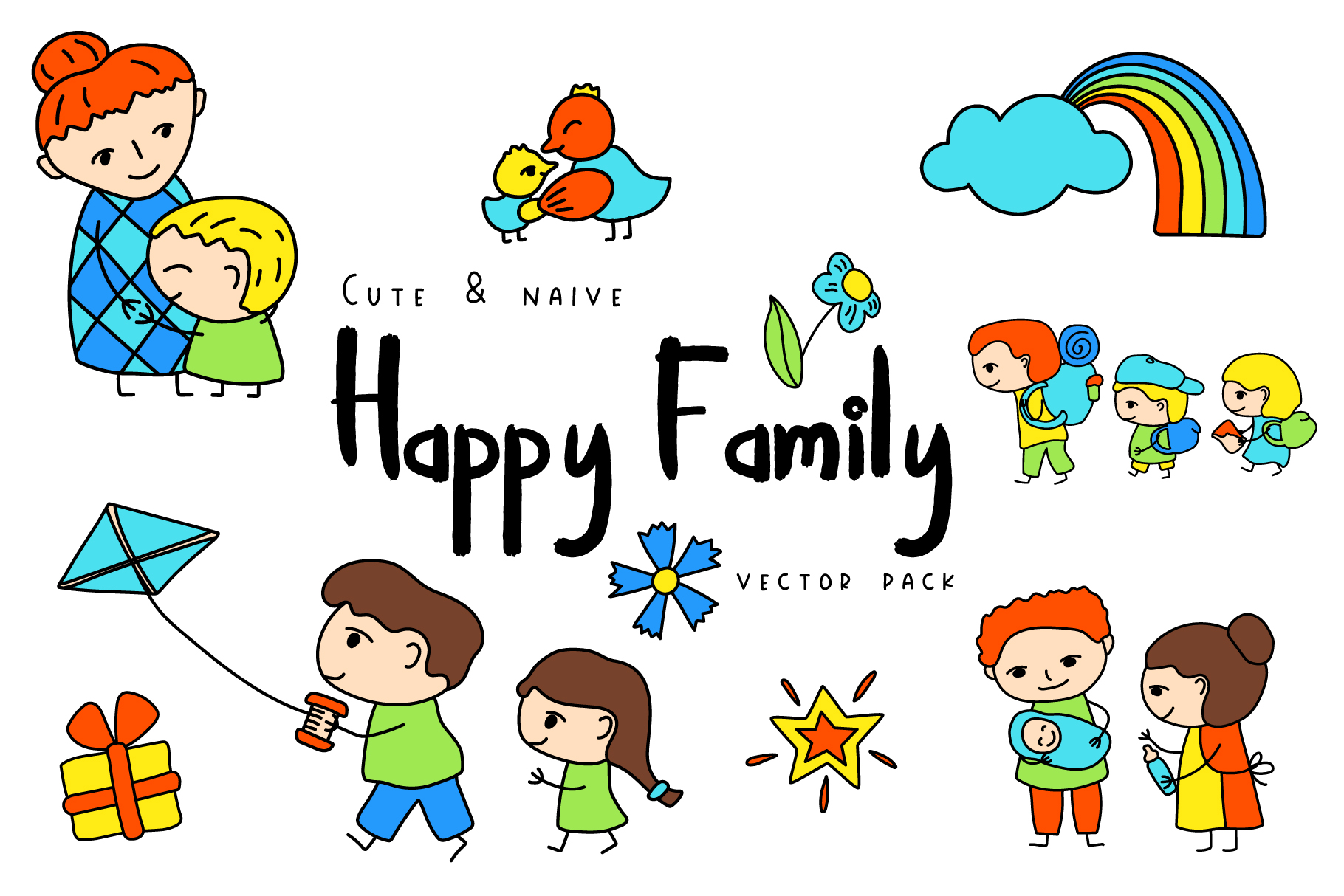 Happy Family Simple Vector Clipart and Patterns (230440 ...