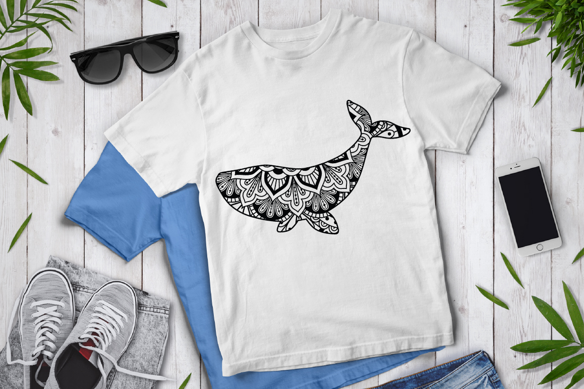 Whale Mandala SVG Cut Files, Whale Mandala Clipart.