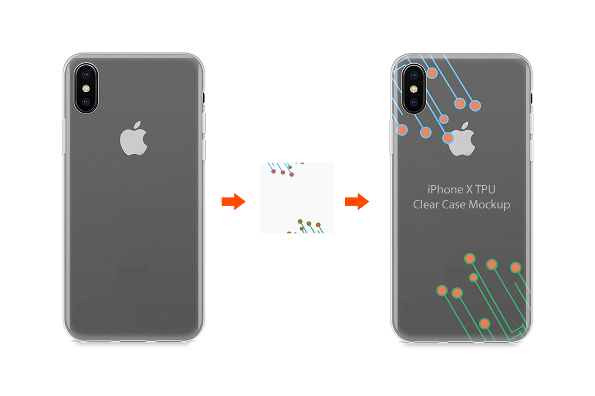 iPhone X TPU Clear Case Mockup Back View