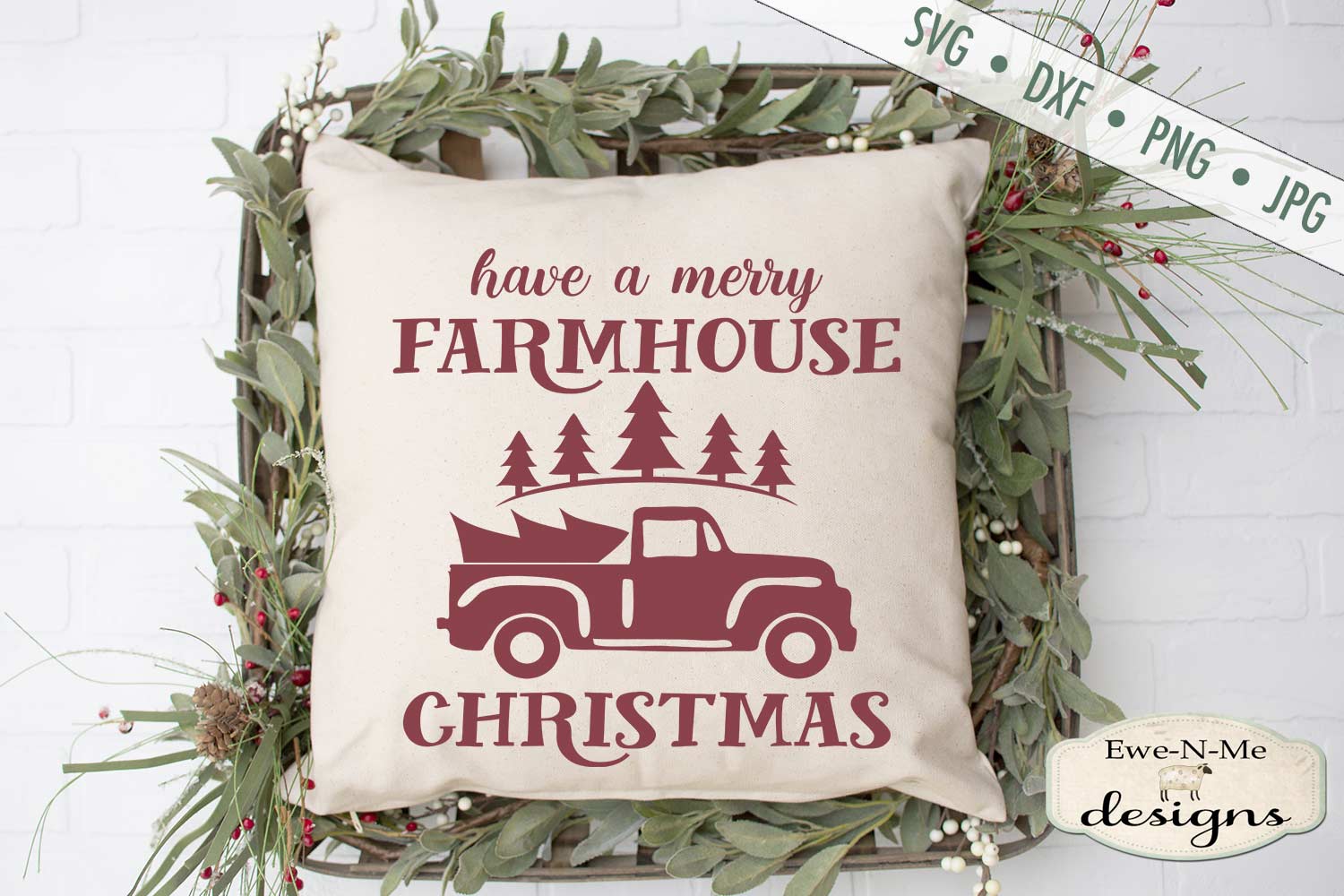 Download Merry Farmhouse Christmas - Old Truck SVG DXF