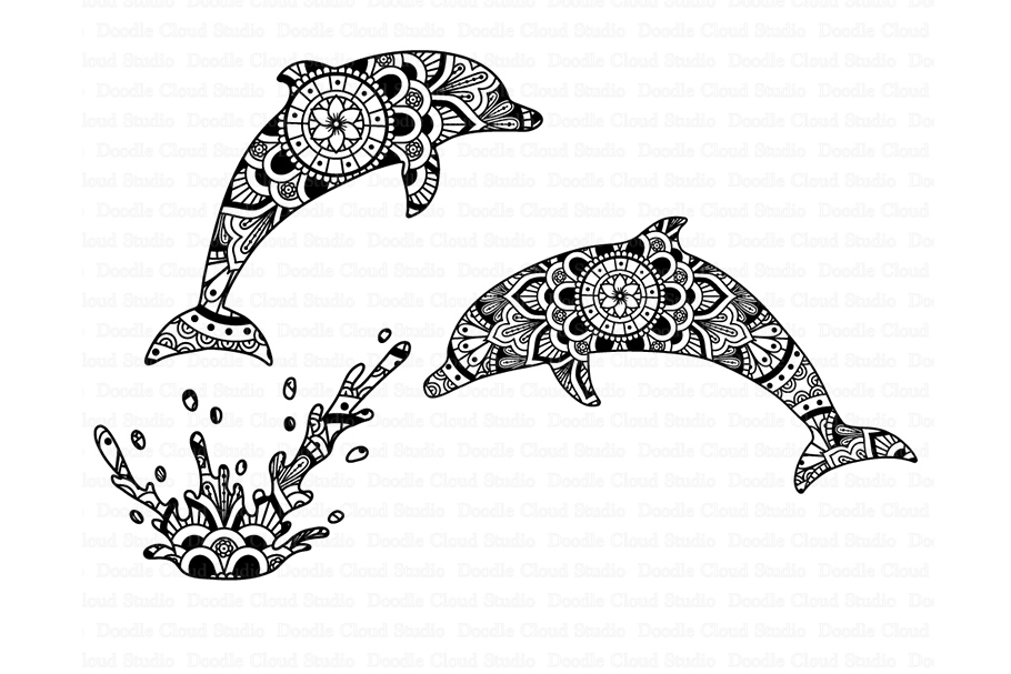 Dolphin Mandala SVG, Zentangle SVG, Ethnic Dolphin svg ...