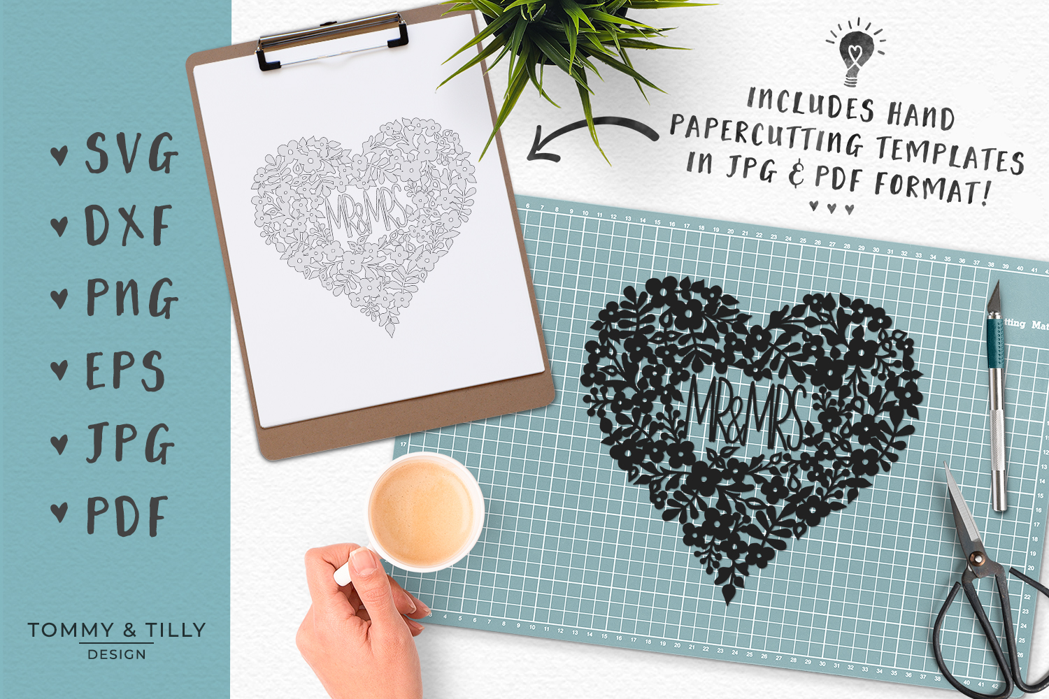 Mr & Mrs Heart - SVG EPS DXF PNG PDF JPG Cutting File (84308) | SVGs ...