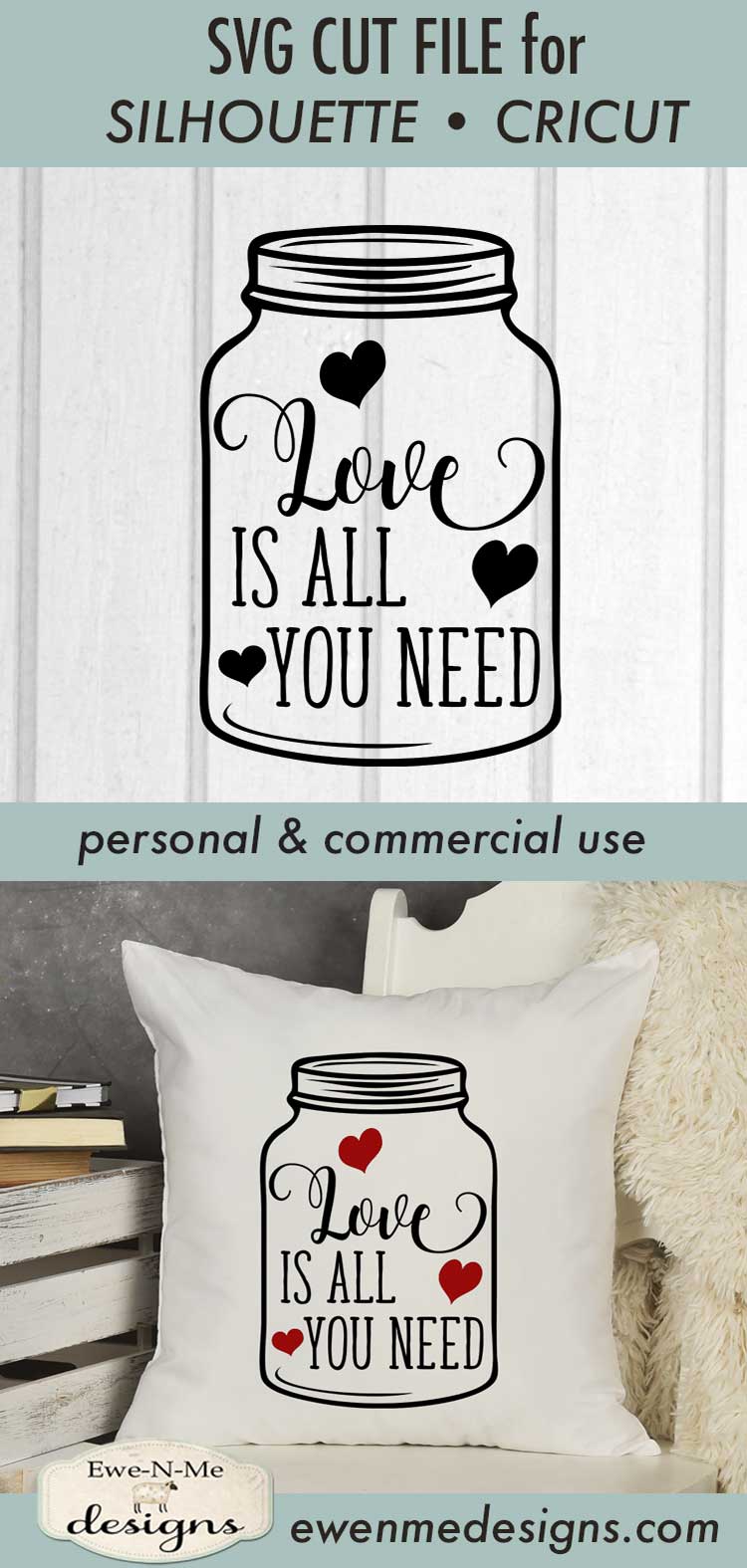 Download Love Is All You Need Mason Jar SVG DXF Cut File (203276 ...