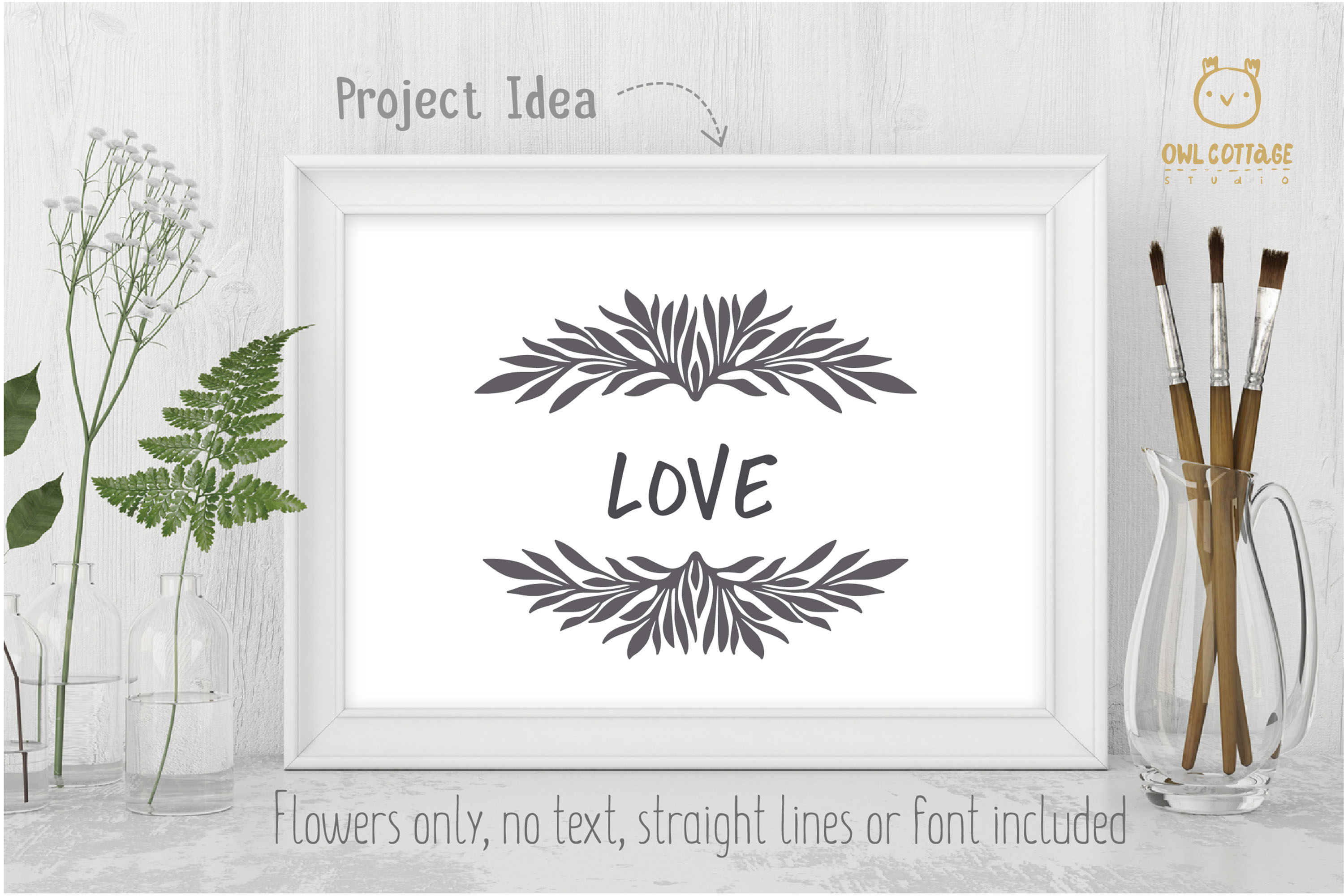 Download Laurel Leaf Split Border SVG, Floral Monogram, Wedding ...