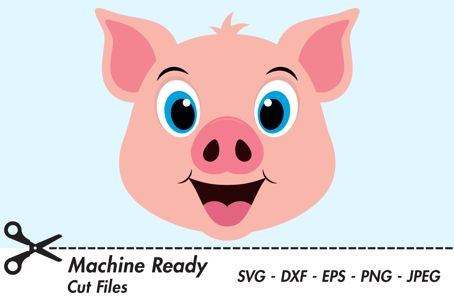 Download Cute Pig SVG Cut Files, Happy Farm Animal Face, Piglet Head