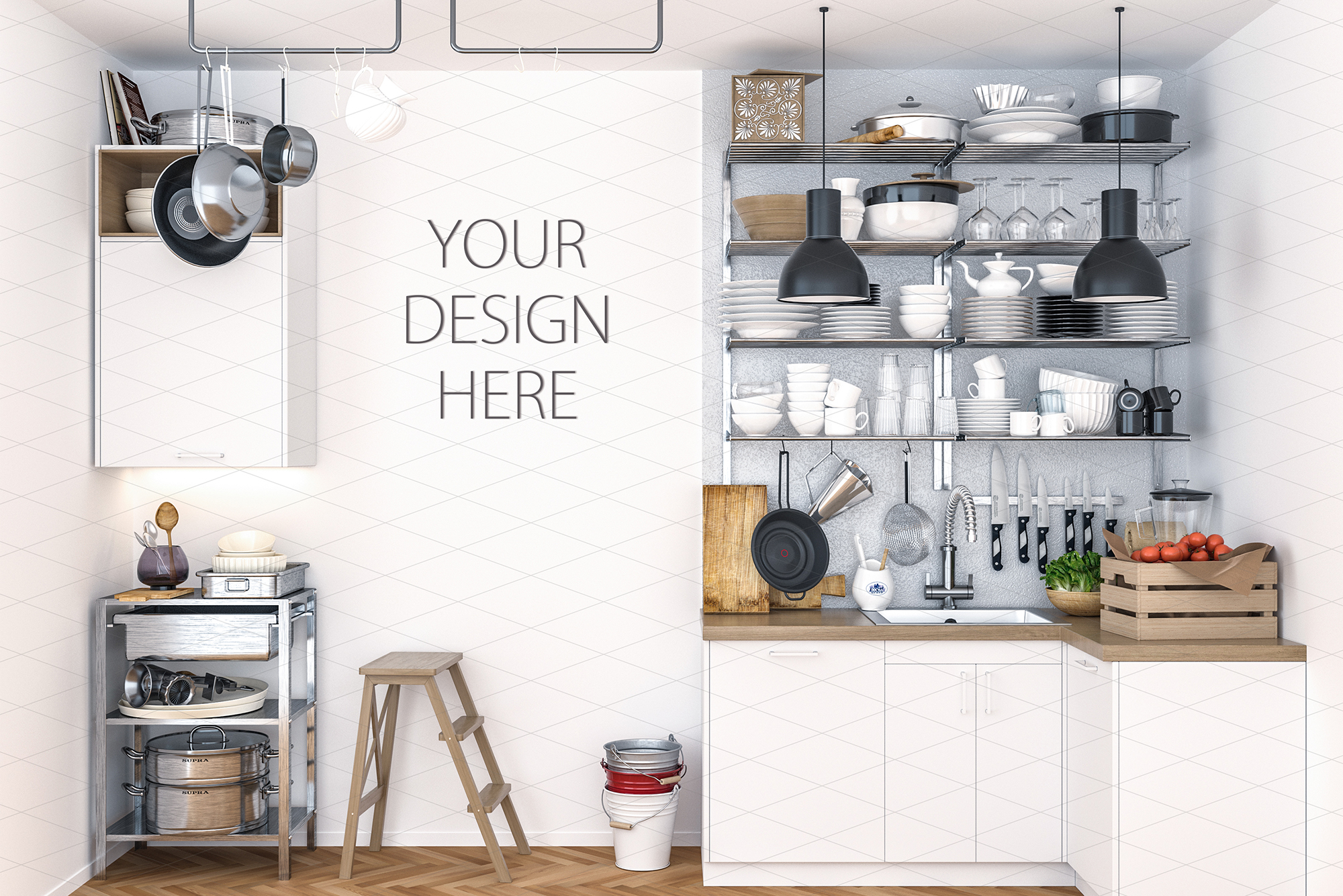 Download Interior Mockup Artwork Background Kitchen PSD Mockup Templates