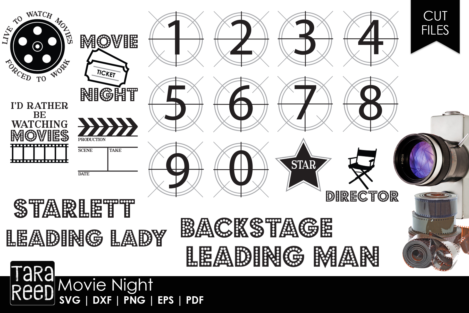Download Movie Night - Movie SVG and Cut Files for Crafters (157437) | Cut Files | Design Bundles