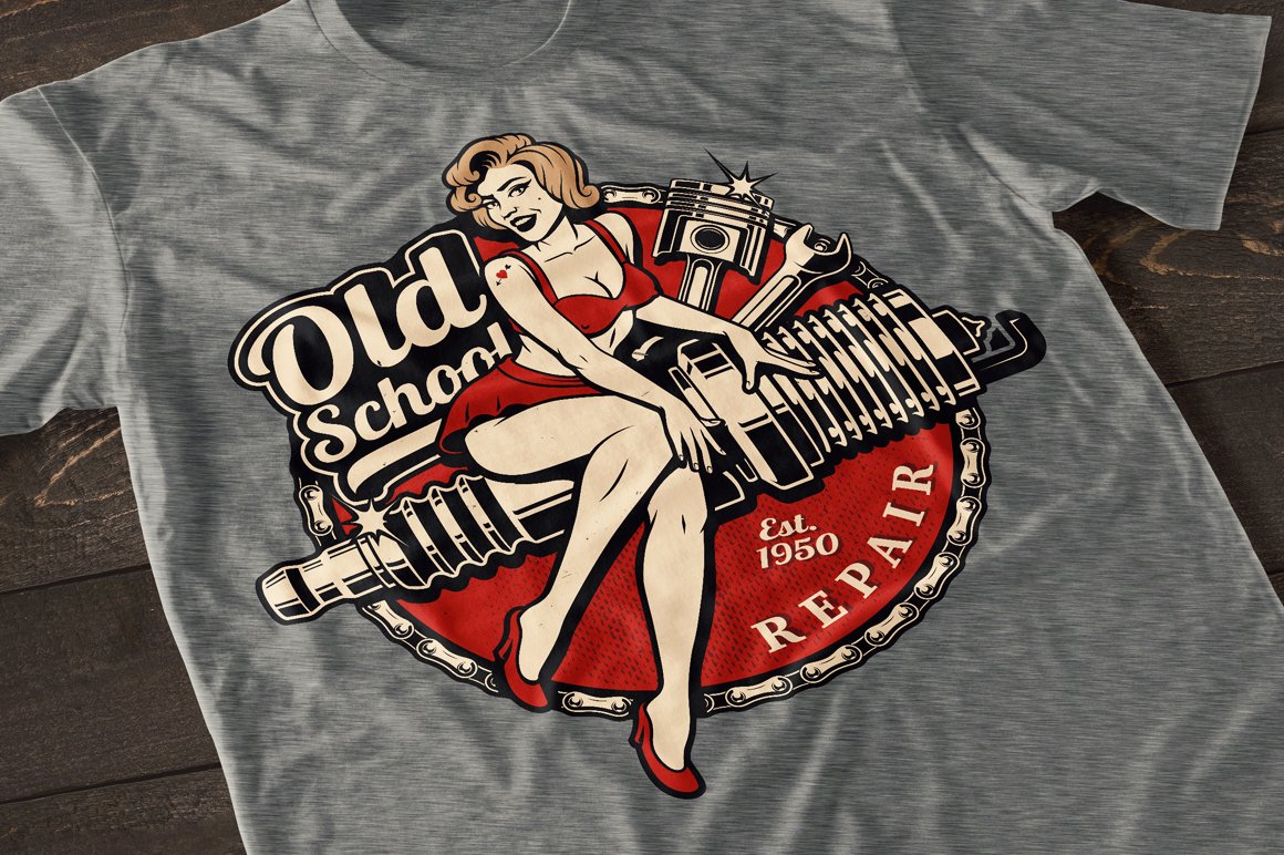 Pin up girl on spark plug.