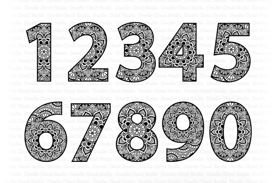 Download Mandala Numbers SVG, Numbers Clipart, Number SVG Set of 10 ...