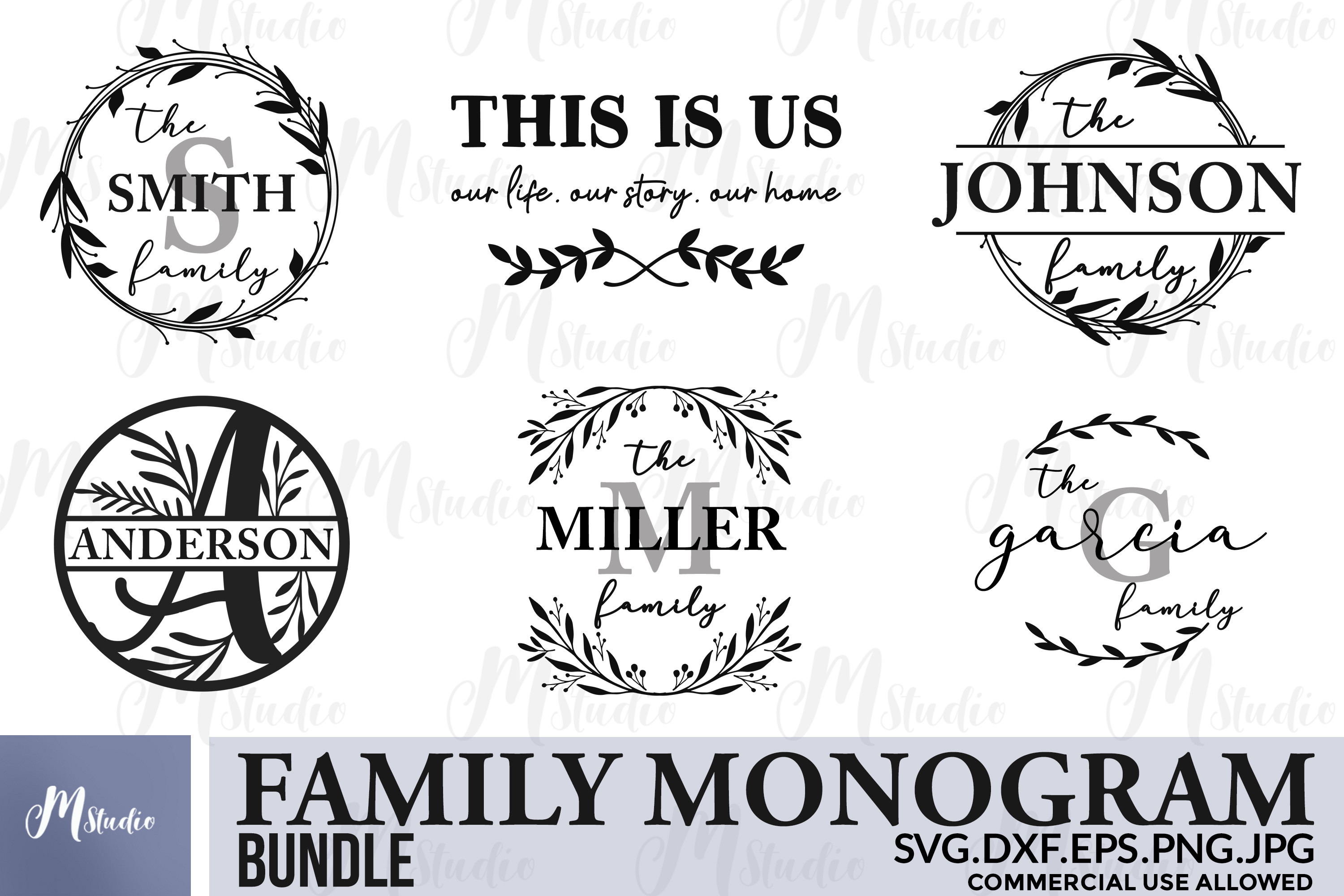 Download Family monogram bundle SVG & Free split monogram letters (484069) | Cut Files | Design Bundles