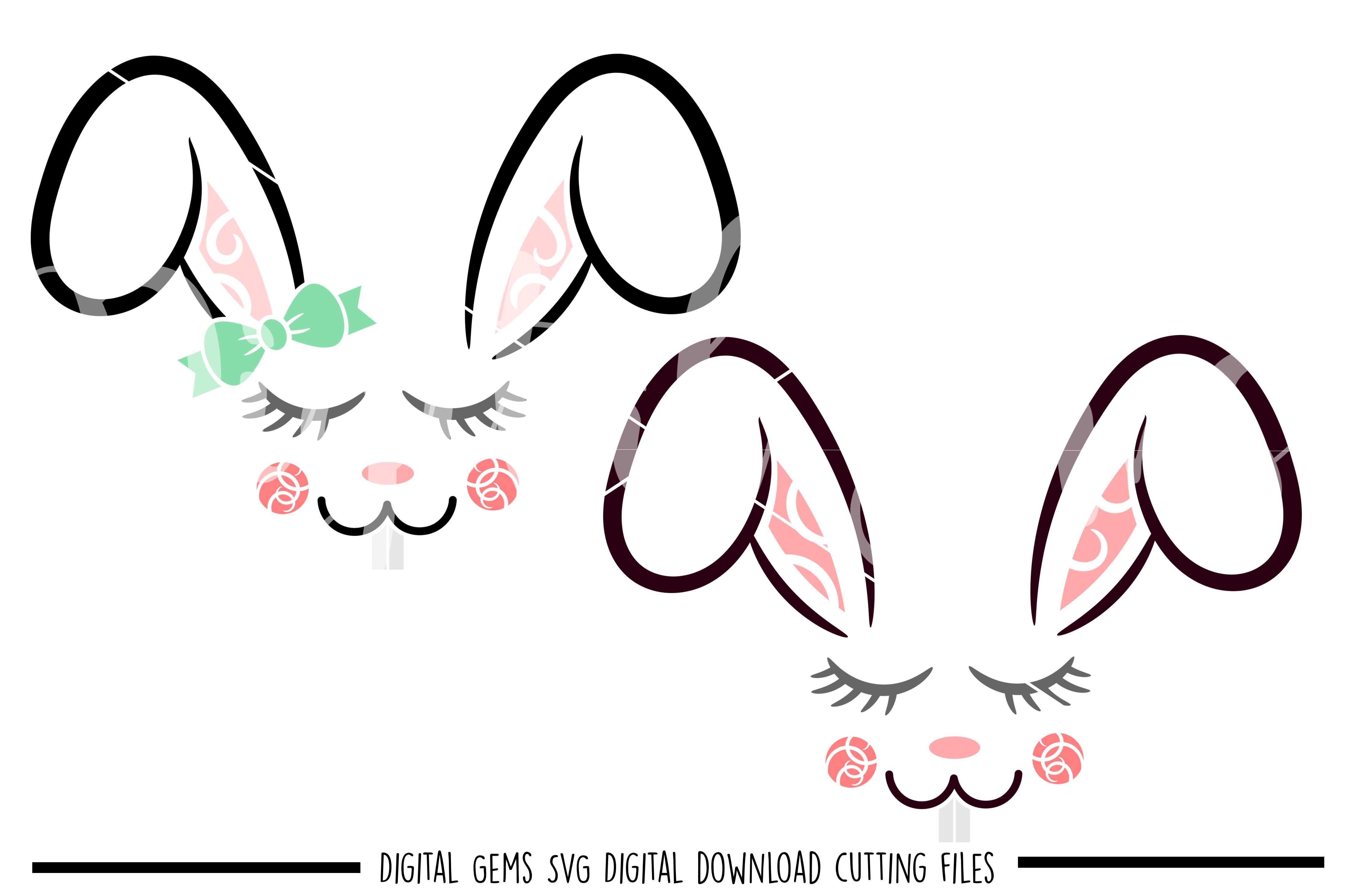 Bunny faces SVG / PNG / EPS / DXF Files